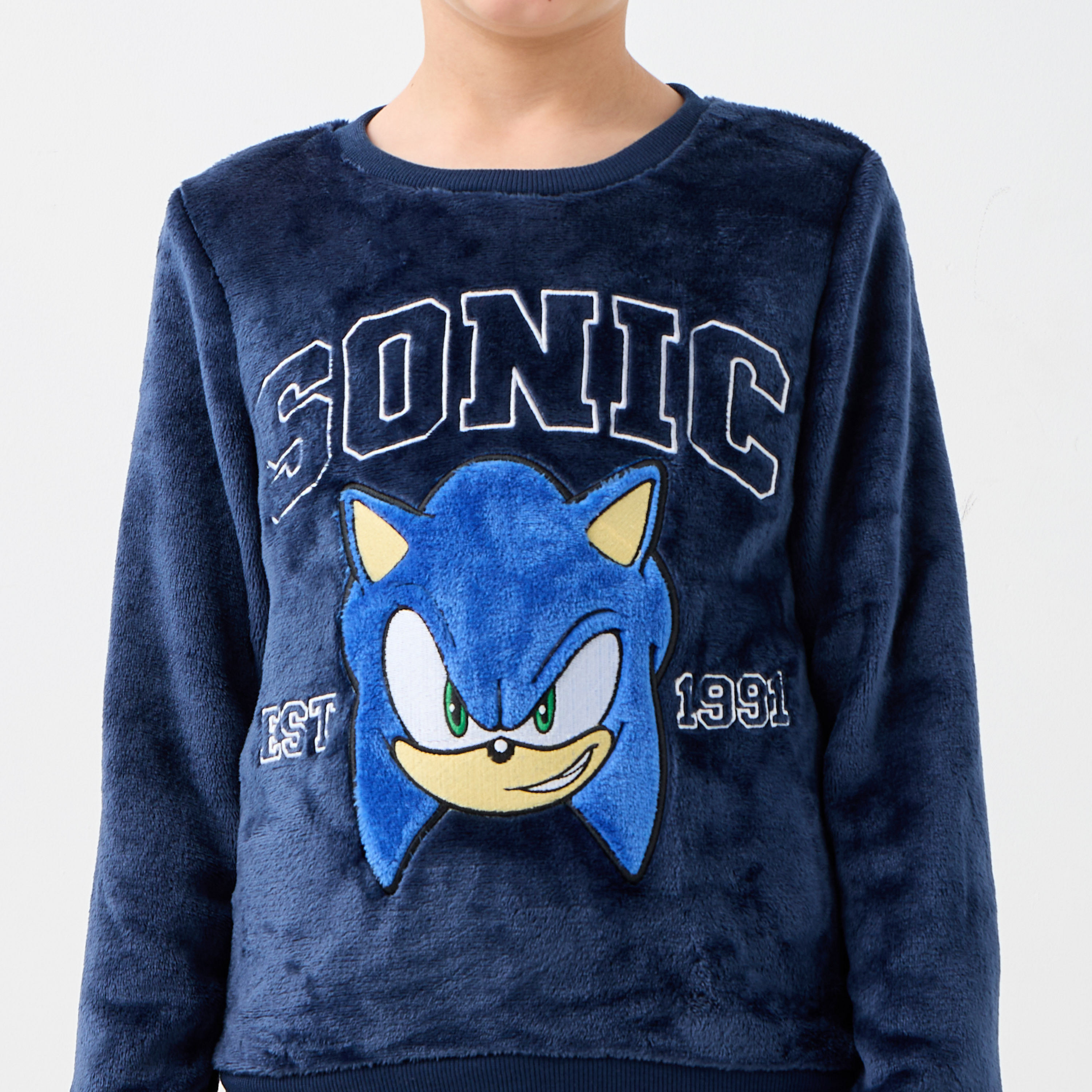 Sonic the Hedgehog Textured Long Sleeves Sweatshirt and Elasticated Pyjama Set-boys-clothing-nightwear-image-5