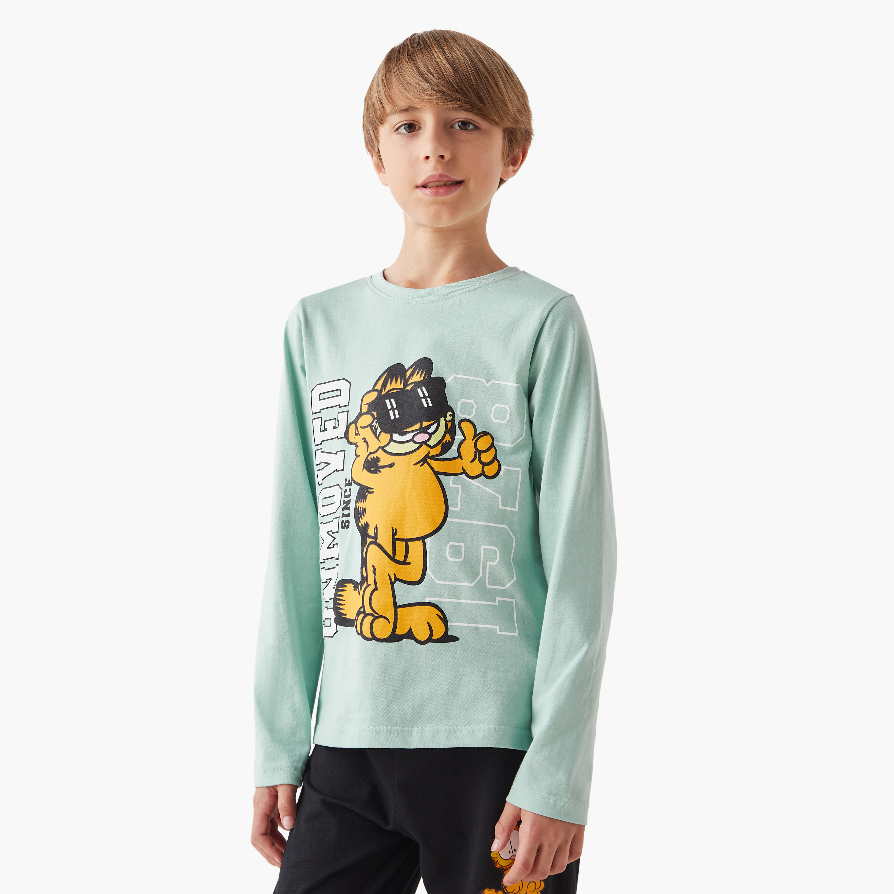 Garfield Print Long Sleeves T-shirt and Pyjamas - Set of 2-boys-clothing-nightwear-image-2