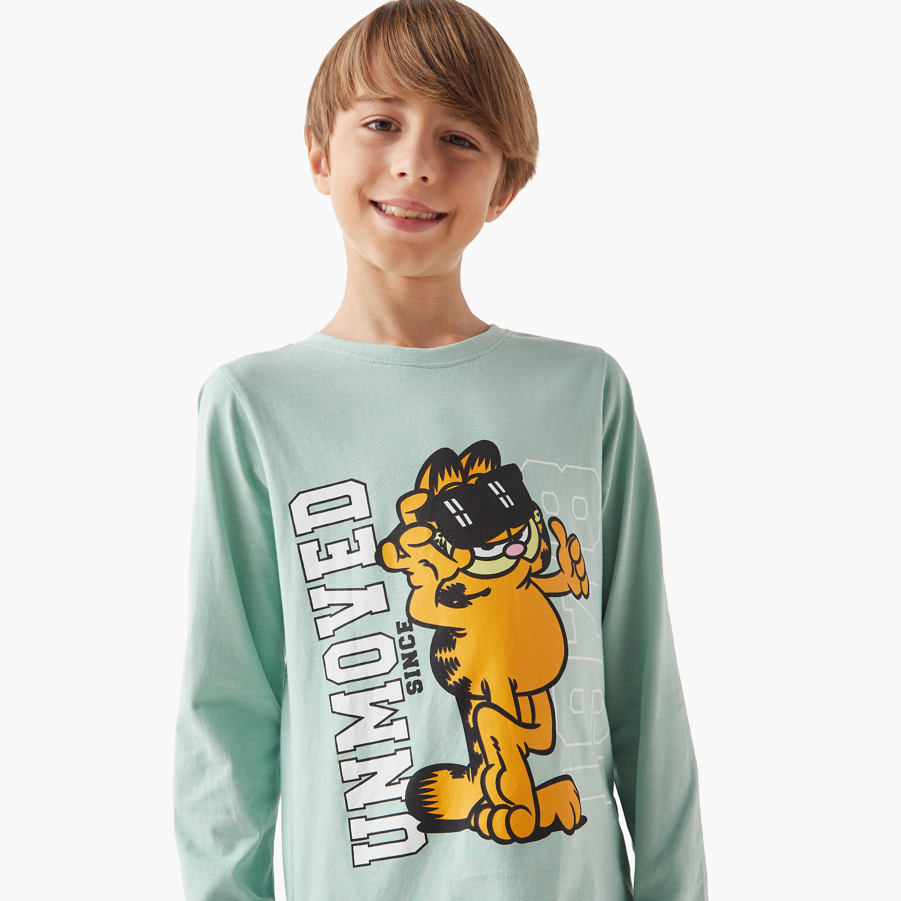 Garfield Print Long Sleeves T-shirt and Pyjamas - Set of 2-boys-clothing-nightwear-image-5
