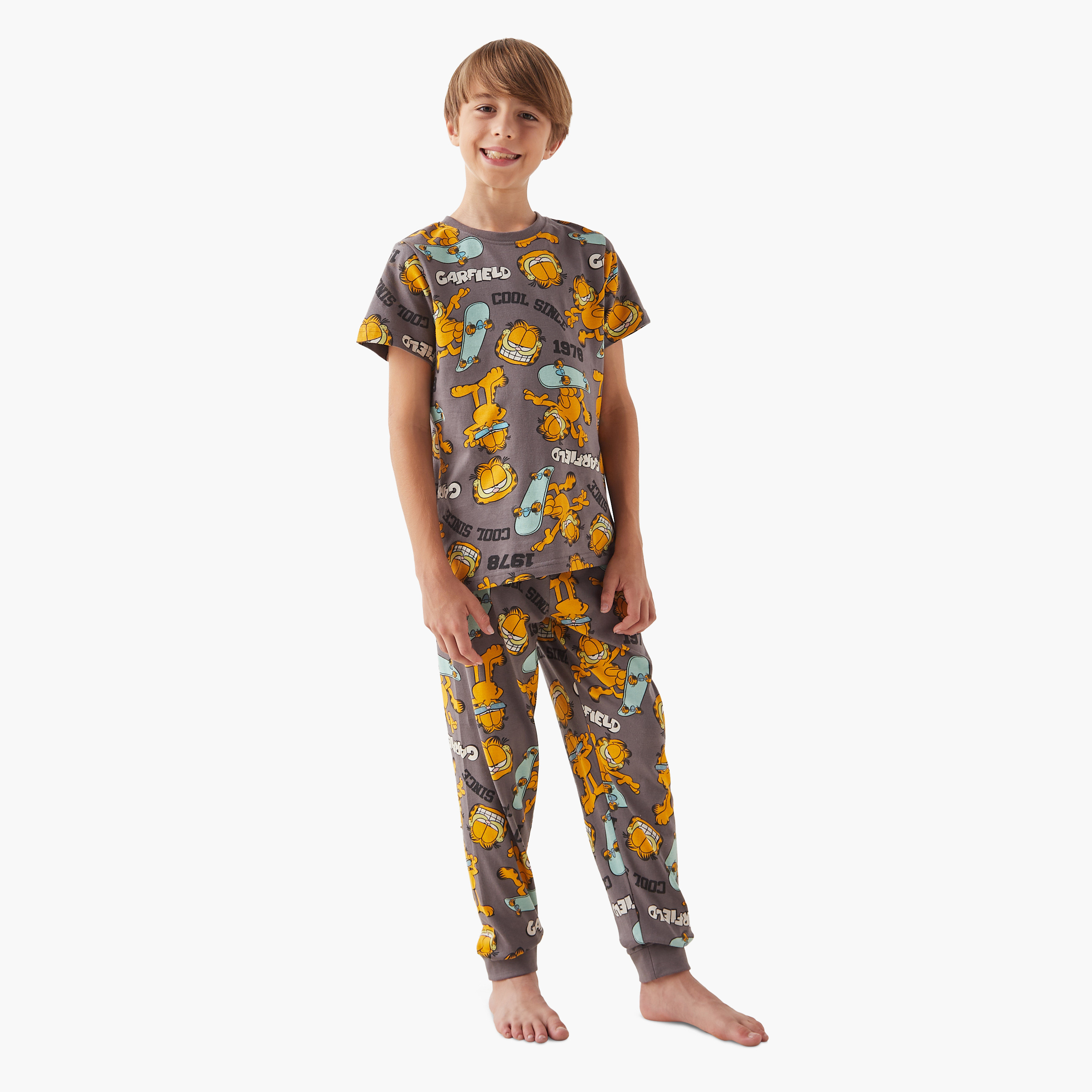 Garfield Print Long Sleeves T-shirt and Pyjamas - Set of 2-boys-clothing-nightwear-image-7