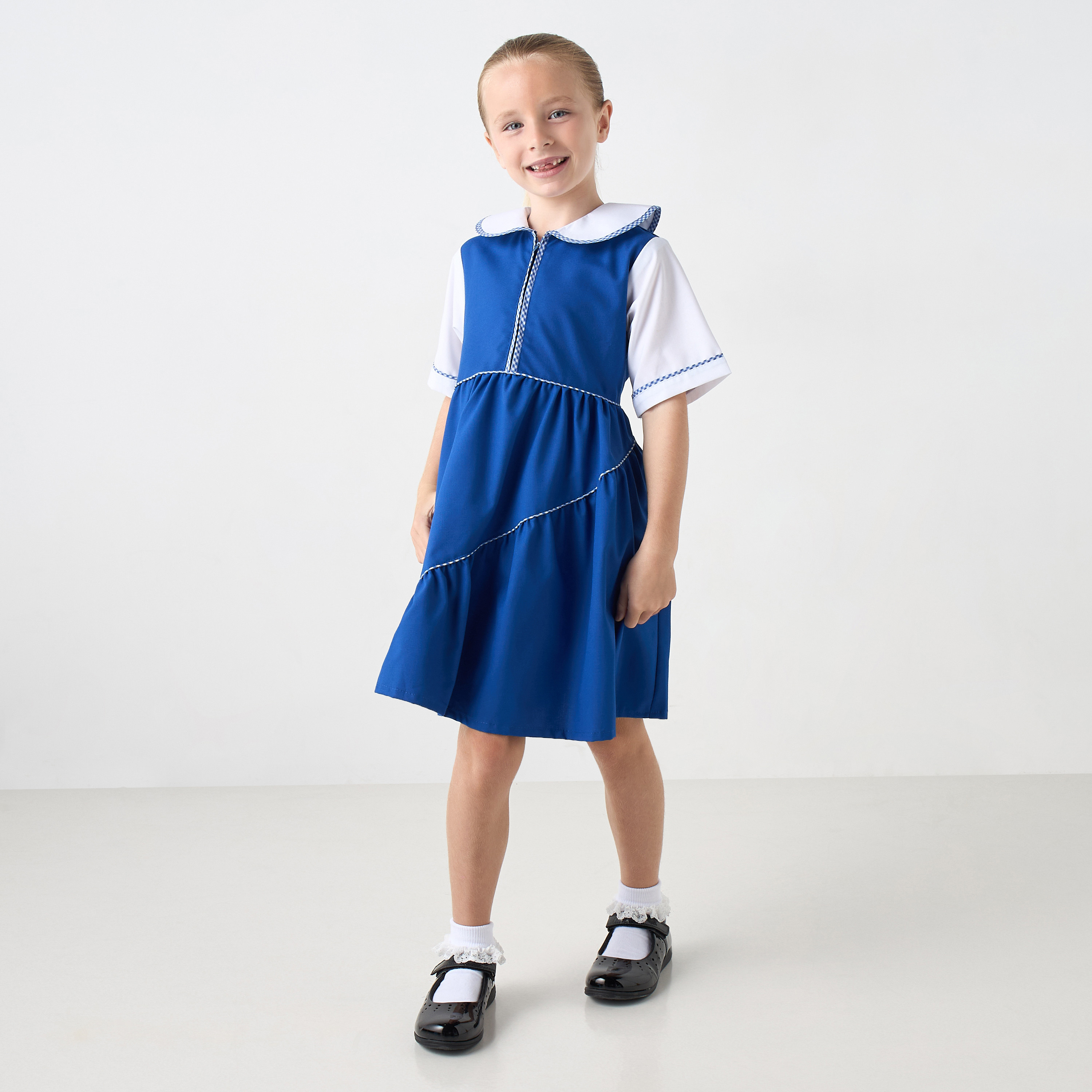 Buy Juniors Solid A Line Dress with Collar and Short Sleeves Online for Girls Centrepoint Kuwait