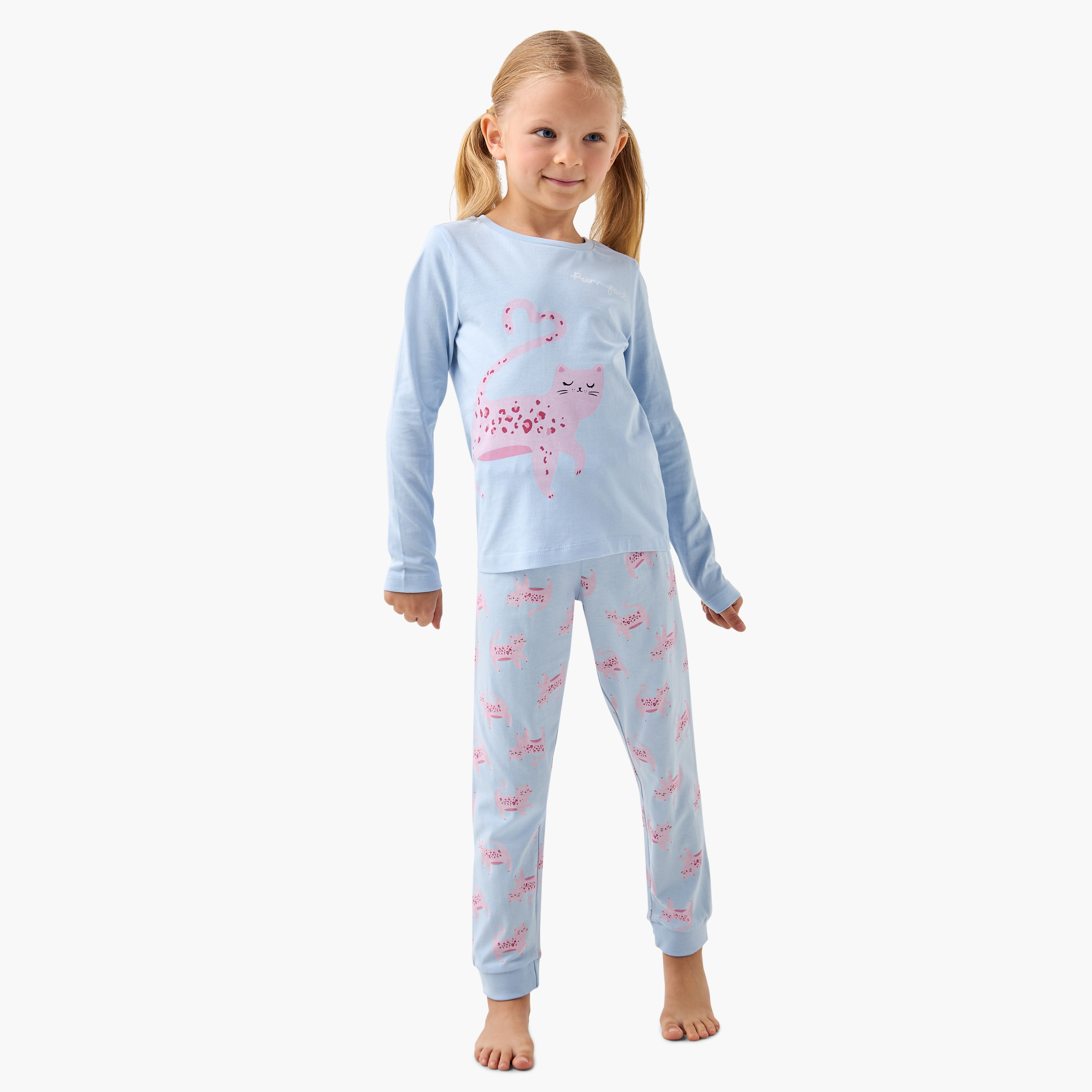بنطلونات بيجاما وتيشيرتات بطبعات من جونيورز - مجموعة 3 أطقم-girls-clothing-nightwear-image-2