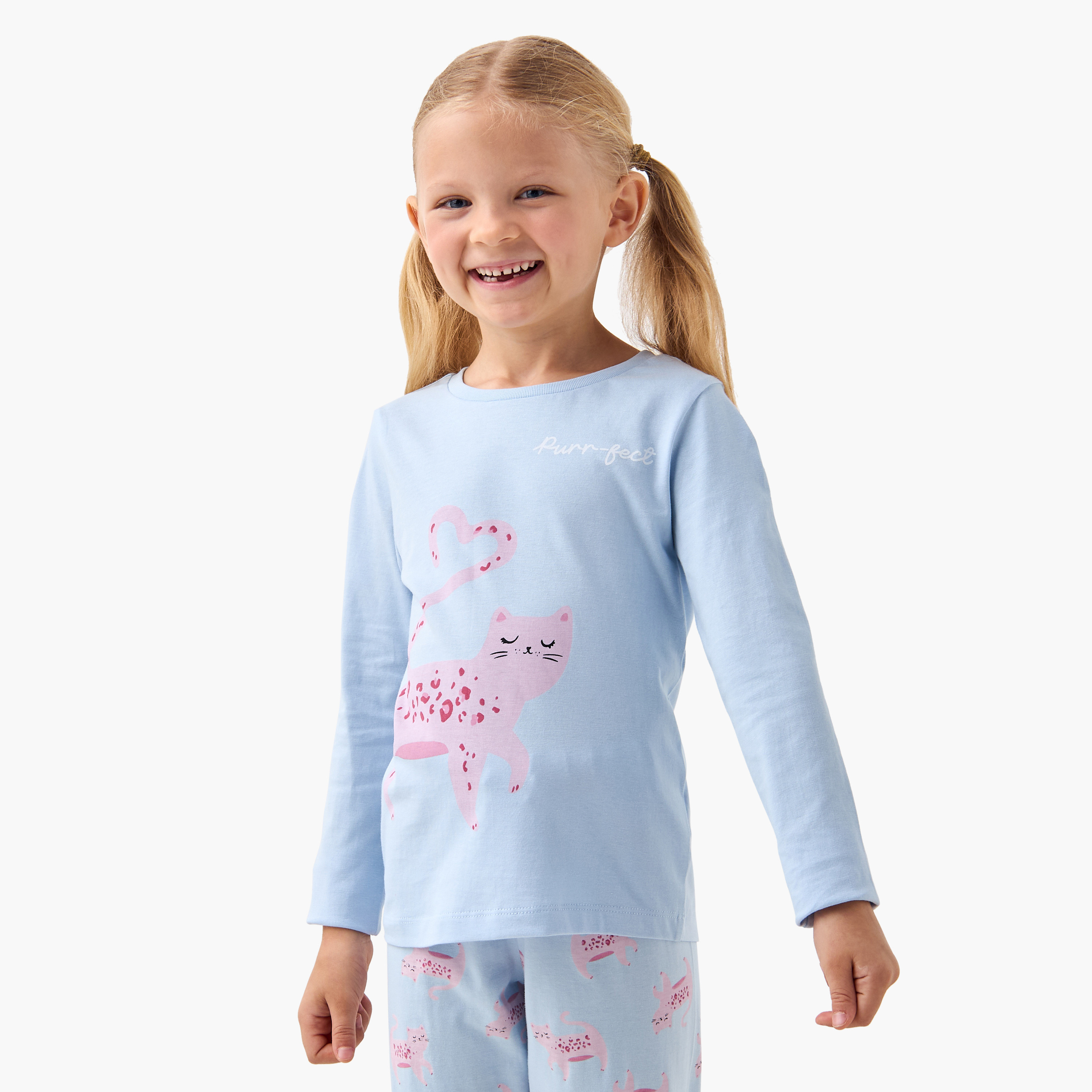بنطلونات بيجاما وتيشيرتات بطبعات من جونيورز - مجموعة 3 أطقم-girls-clothing-nightwear-image-3