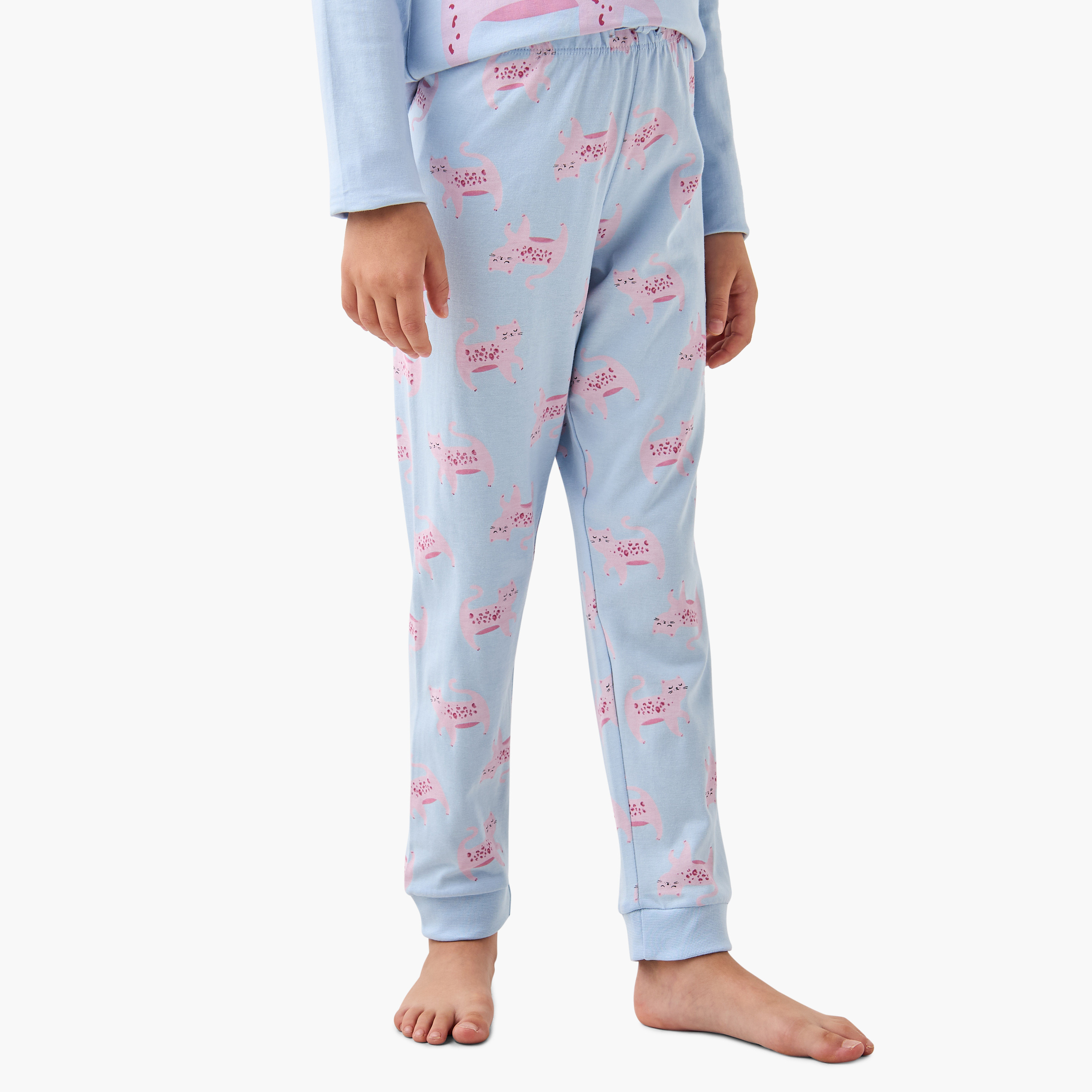 بنطلونات بيجاما وتيشيرتات بطبعات من جونيورز - مجموعة 3 أطقم-girls-clothing-nightwear-image-4