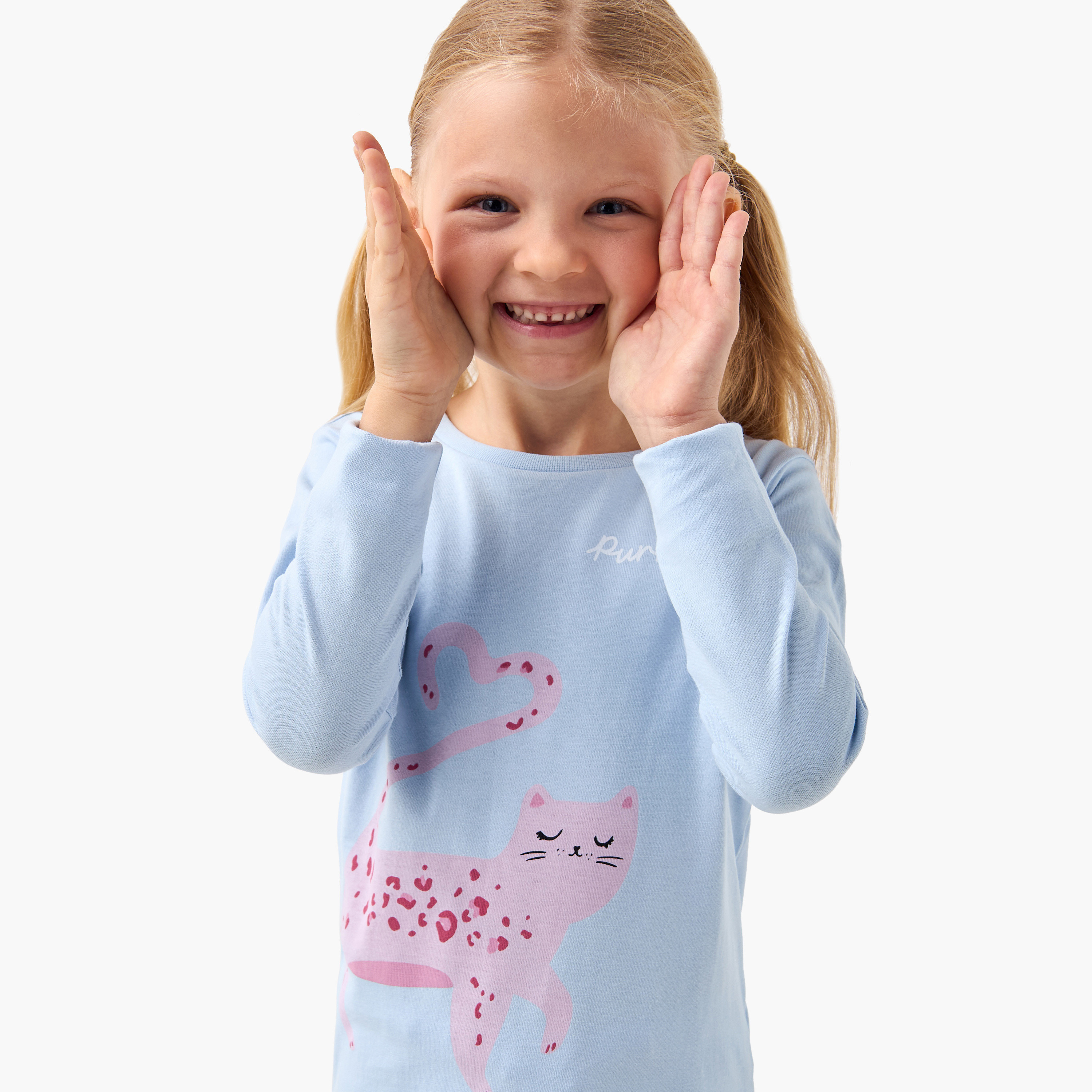 بنطلونات بيجاما وتيشيرتات بطبعات من جونيورز - مجموعة 3 أطقم-girls-clothing-nightwear-image-6