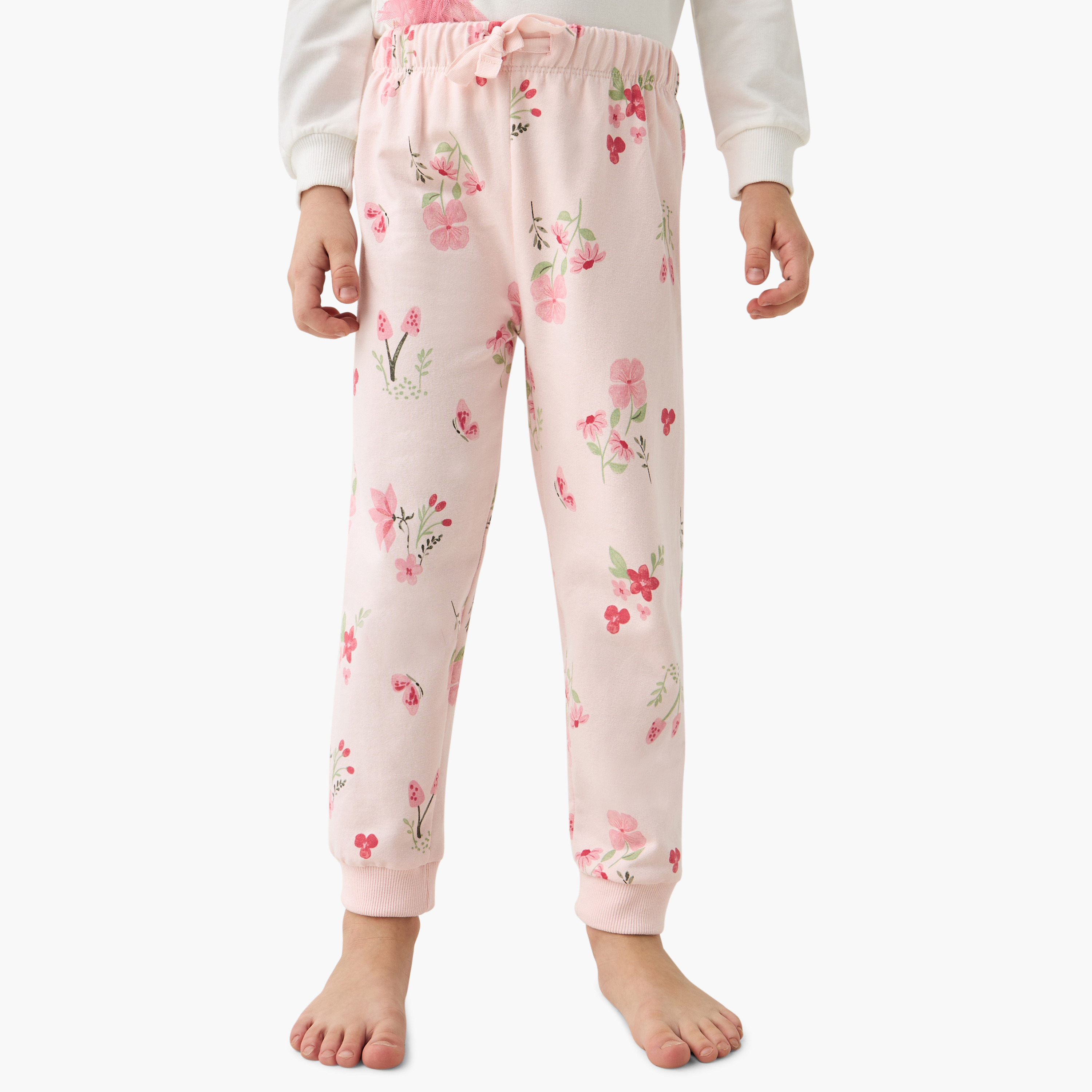 Juniors Fairy Print Long Sleeves T-shirt and Pyjama Set-girls-clothing-nightwear-image-3