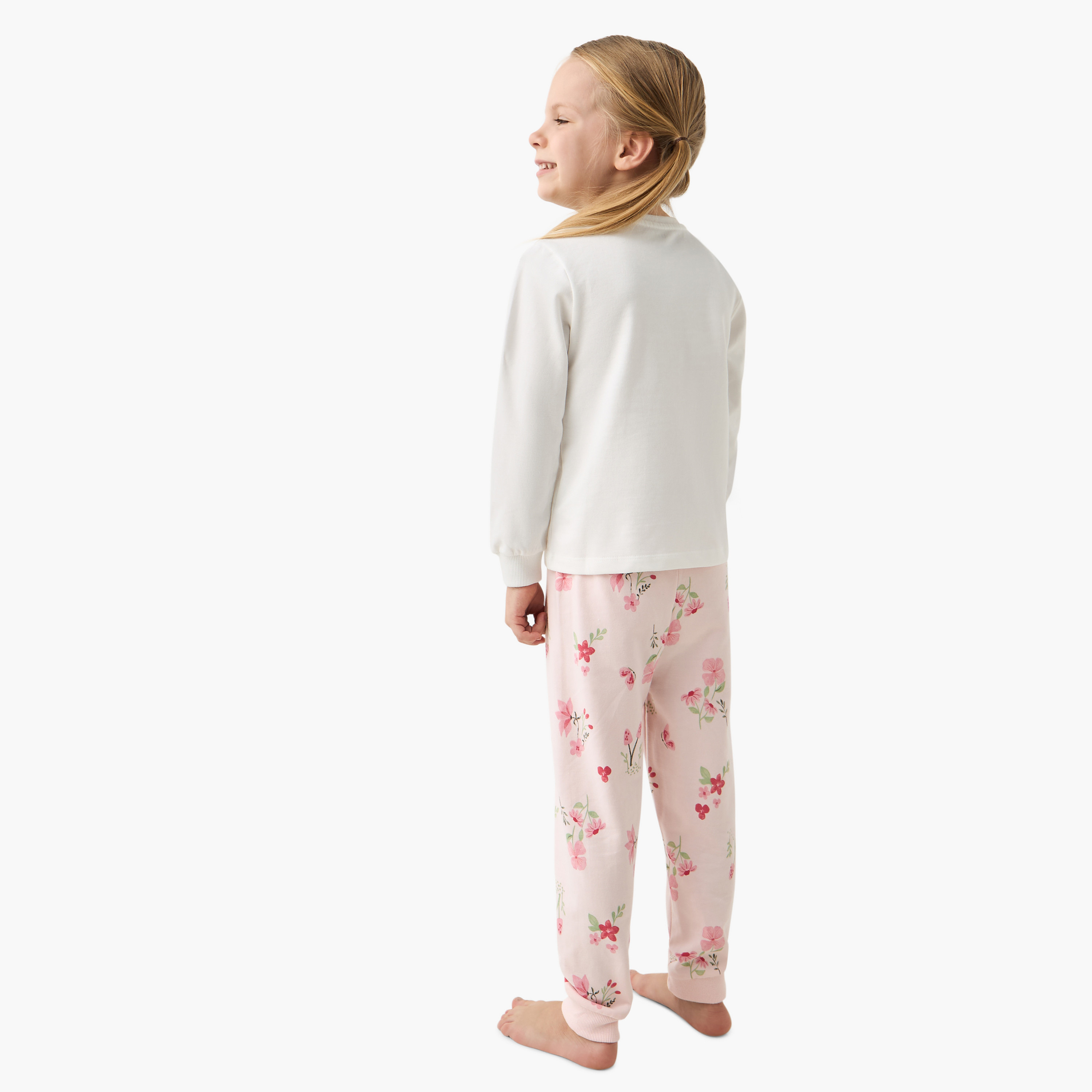 Juniors Fairy Print Long Sleeves T-shirt and Pyjama Set-girls-clothing-nightwear-image-4