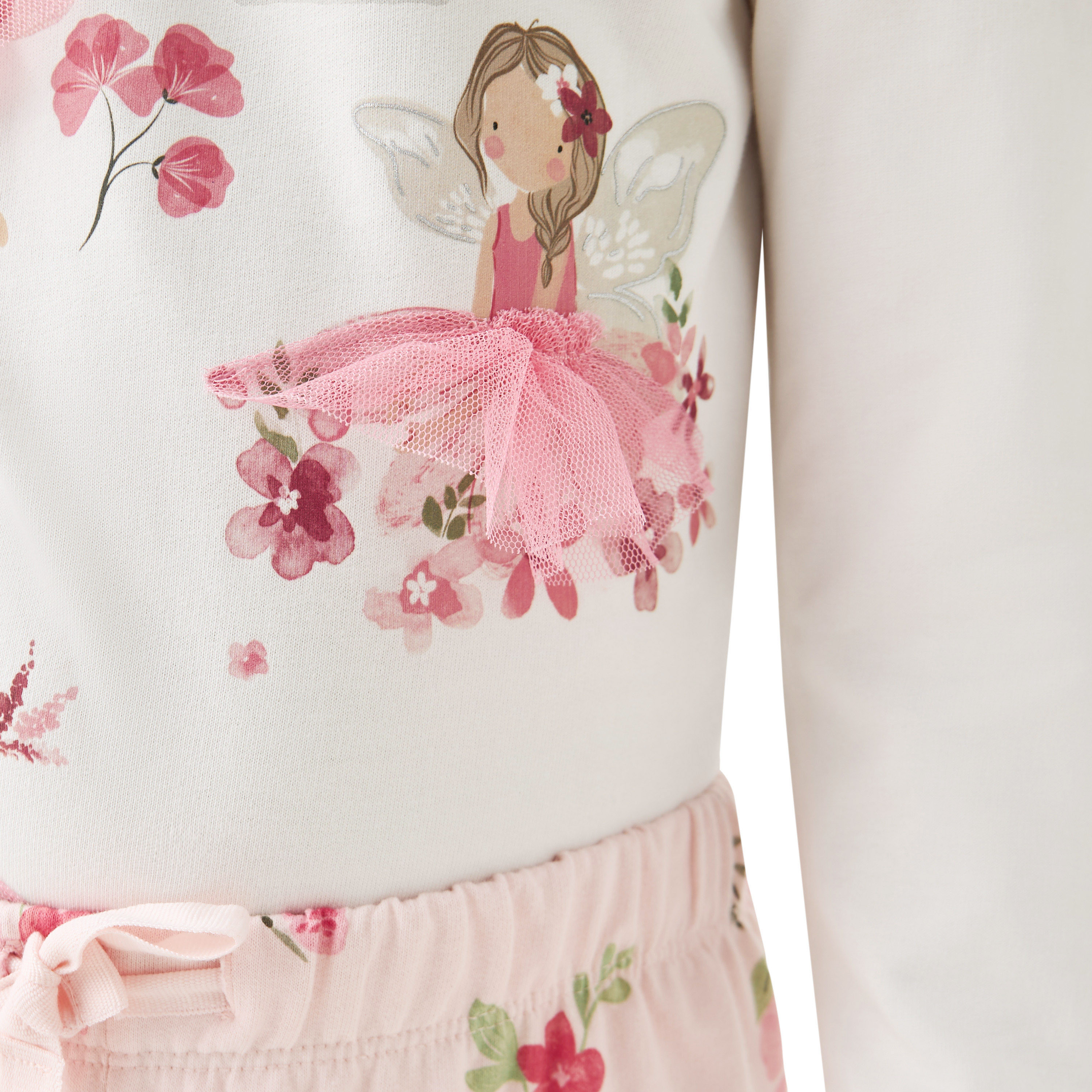 Juniors Fairy Print Long Sleeves T-shirt and Pyjama Set-girls-clothing-nightwear-image-5