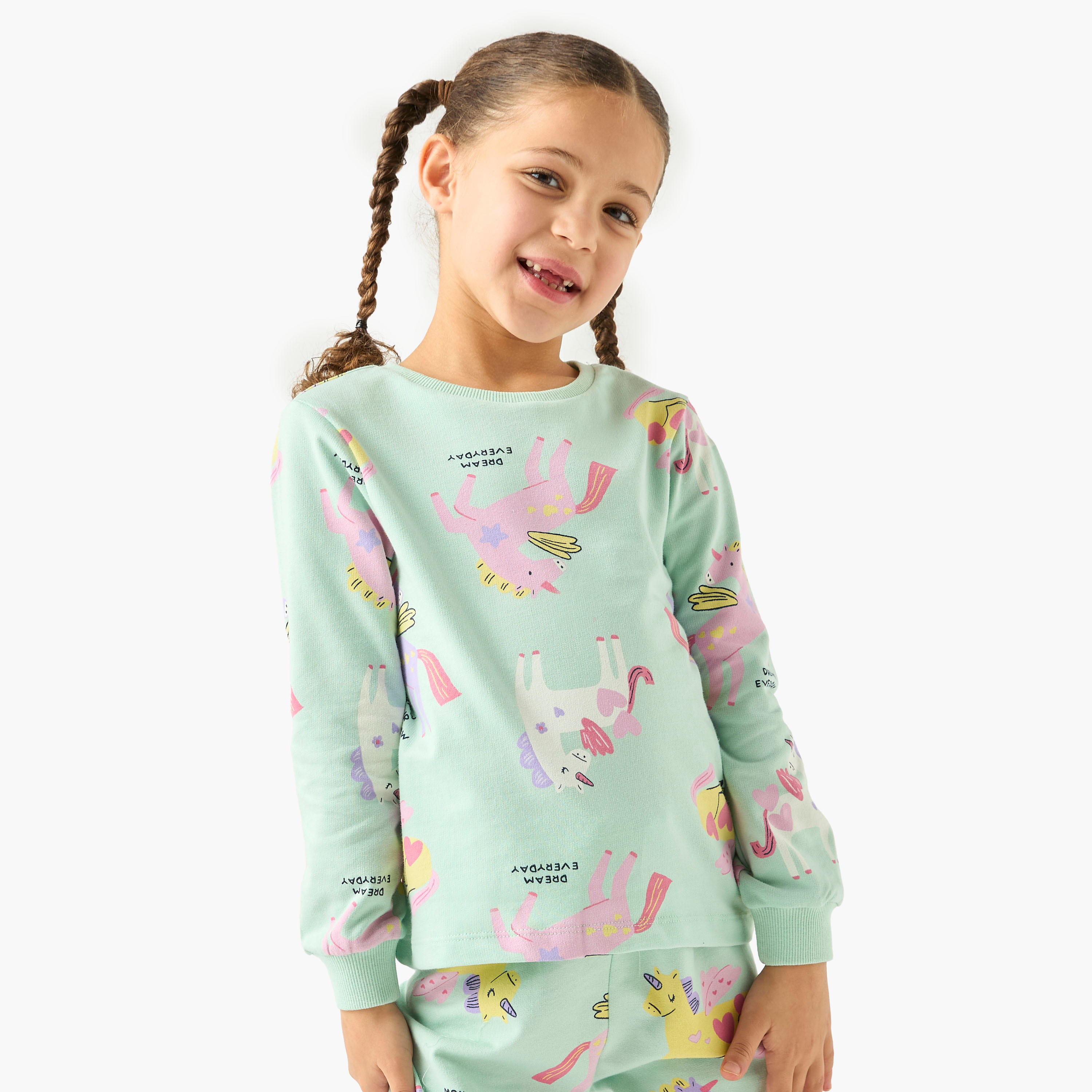طقم بنطلون بيجاما وتيشيرت بطبعات يونيكورن من جونيورز-baby-girls-clothing-nightwear-pyjamasets-image-2