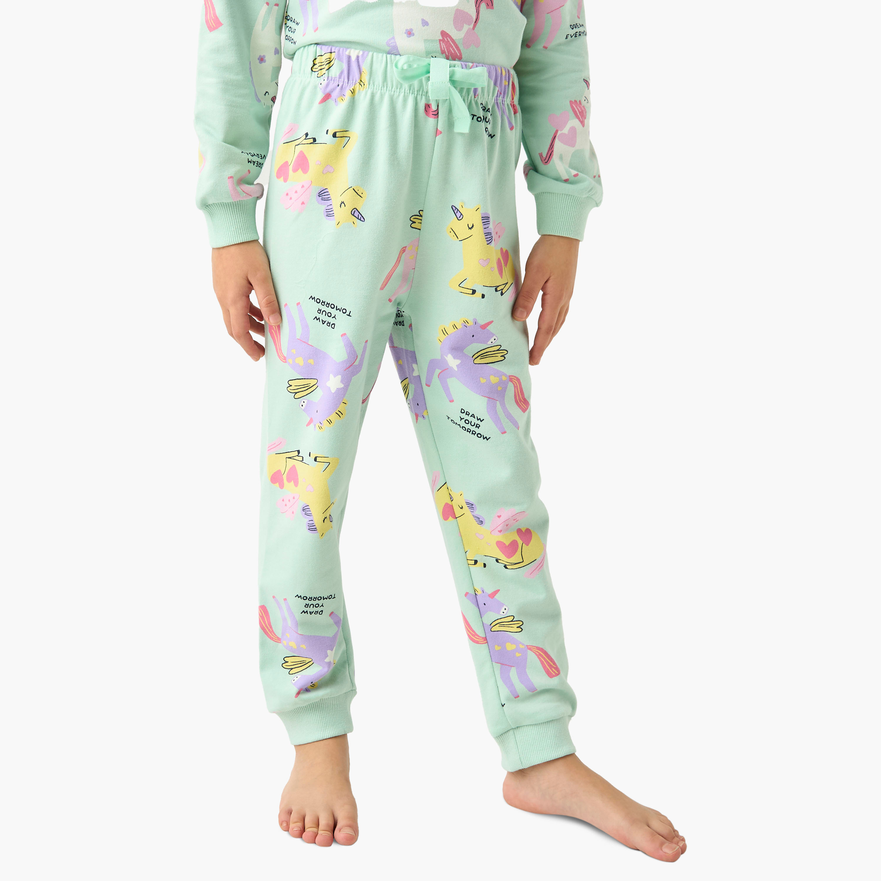 طقم بنطلون بيجاما وتيشيرت بطبعات يونيكورن من جونيورز-baby-girls-clothing-nightwear-pyjamasets-image-3