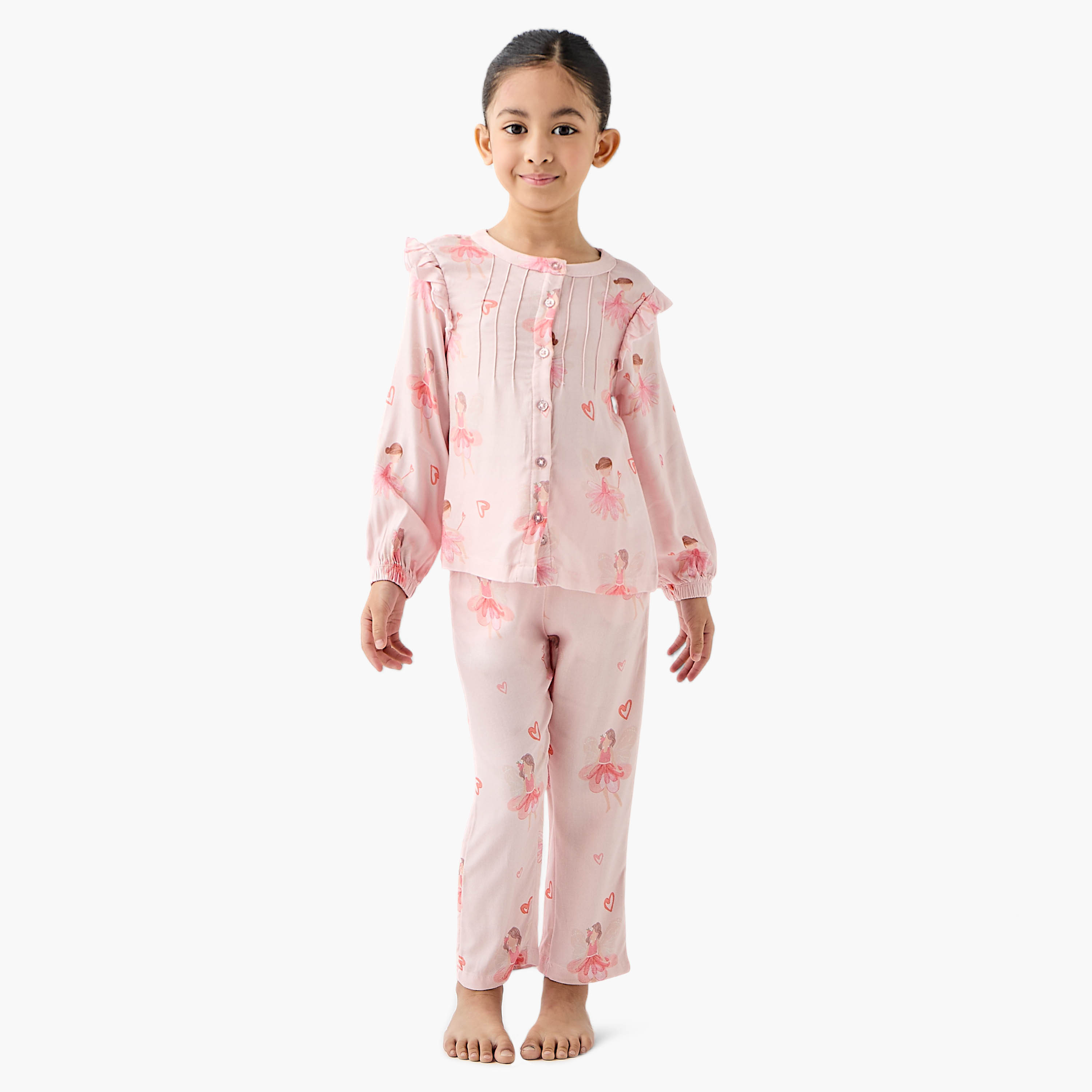 Juniors All-Over Ballerina Print Top and Pyjama Set-bsclothing-babygirls-nightwear-pyjamasets-image-1