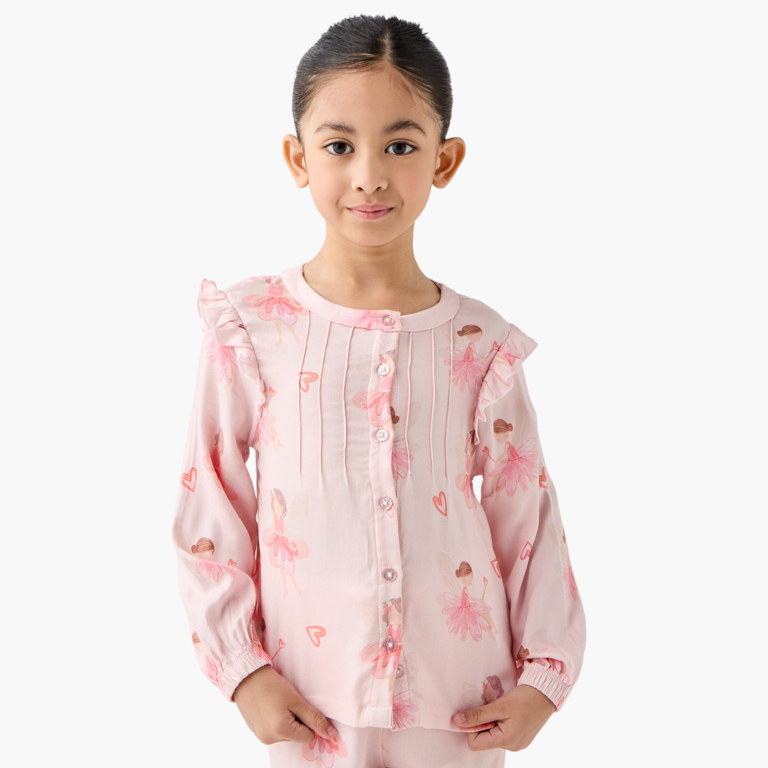 Juniors All-Over Ballerina Print Top and Pyjama Set-bsclothing-babygirls-nightwear-pyjamasets-image-2