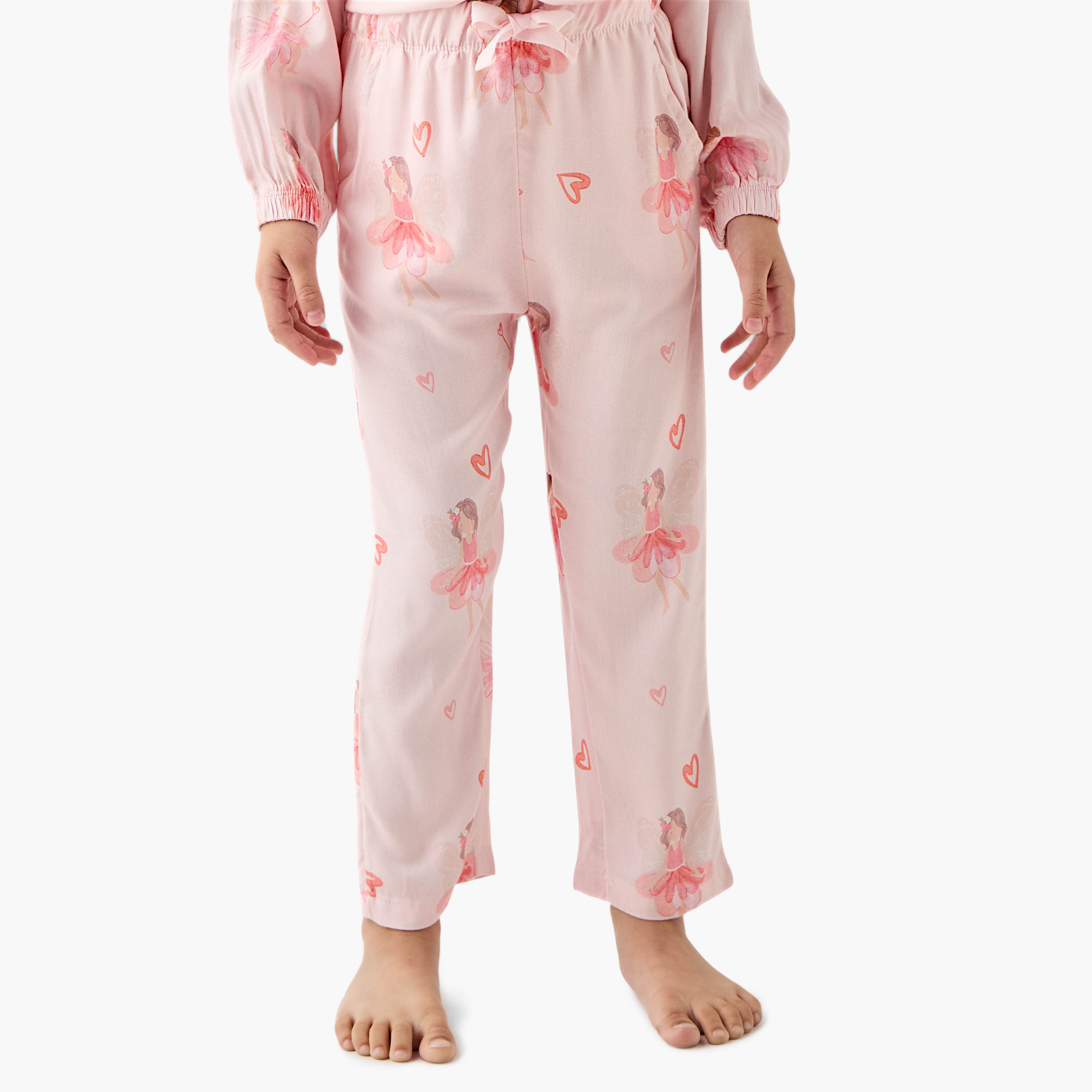 Juniors All-Over Ballerina Print Top and Pyjama Set-bsclothing-babygirls-nightwear-pyjamasets-image-3