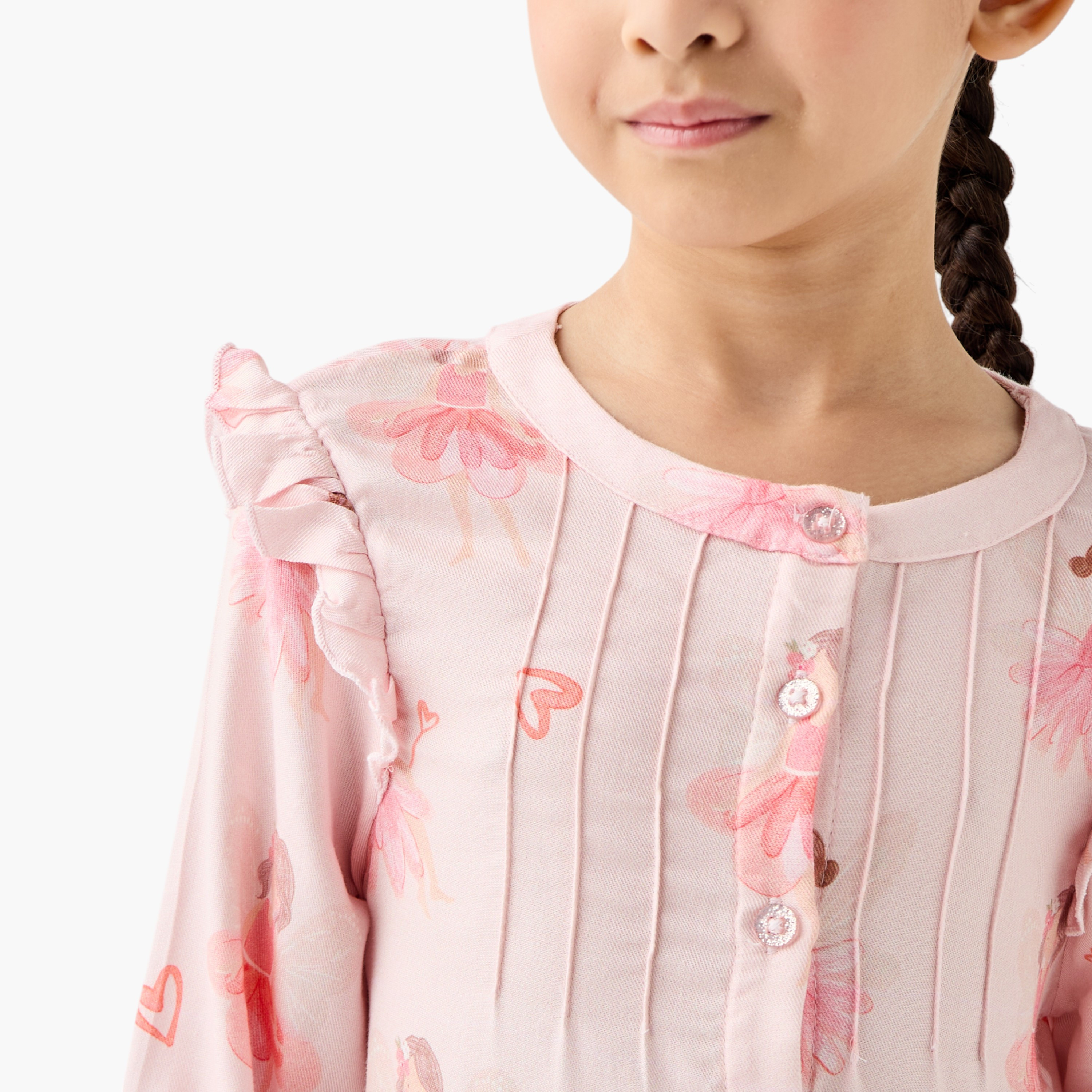 Juniors All-Over Ballerina Print Top and Pyjama Set-bsclothing-babygirls-nightwear-pyjamasets-image-5