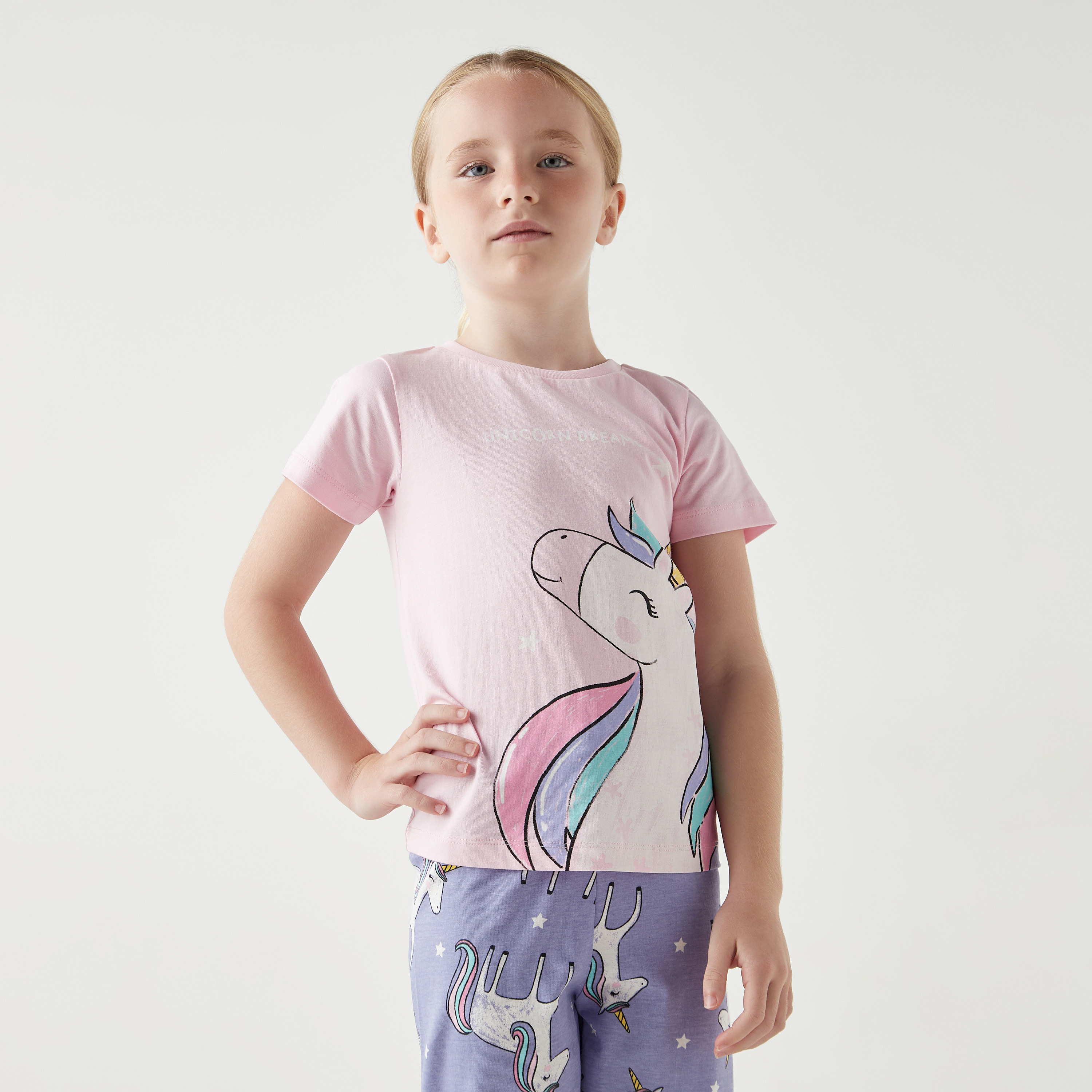 طقم بنطلون بيجاما وتيشيرت بطبعات يونيكورن من جونيورز-girls-clothing-nightwear-image-2