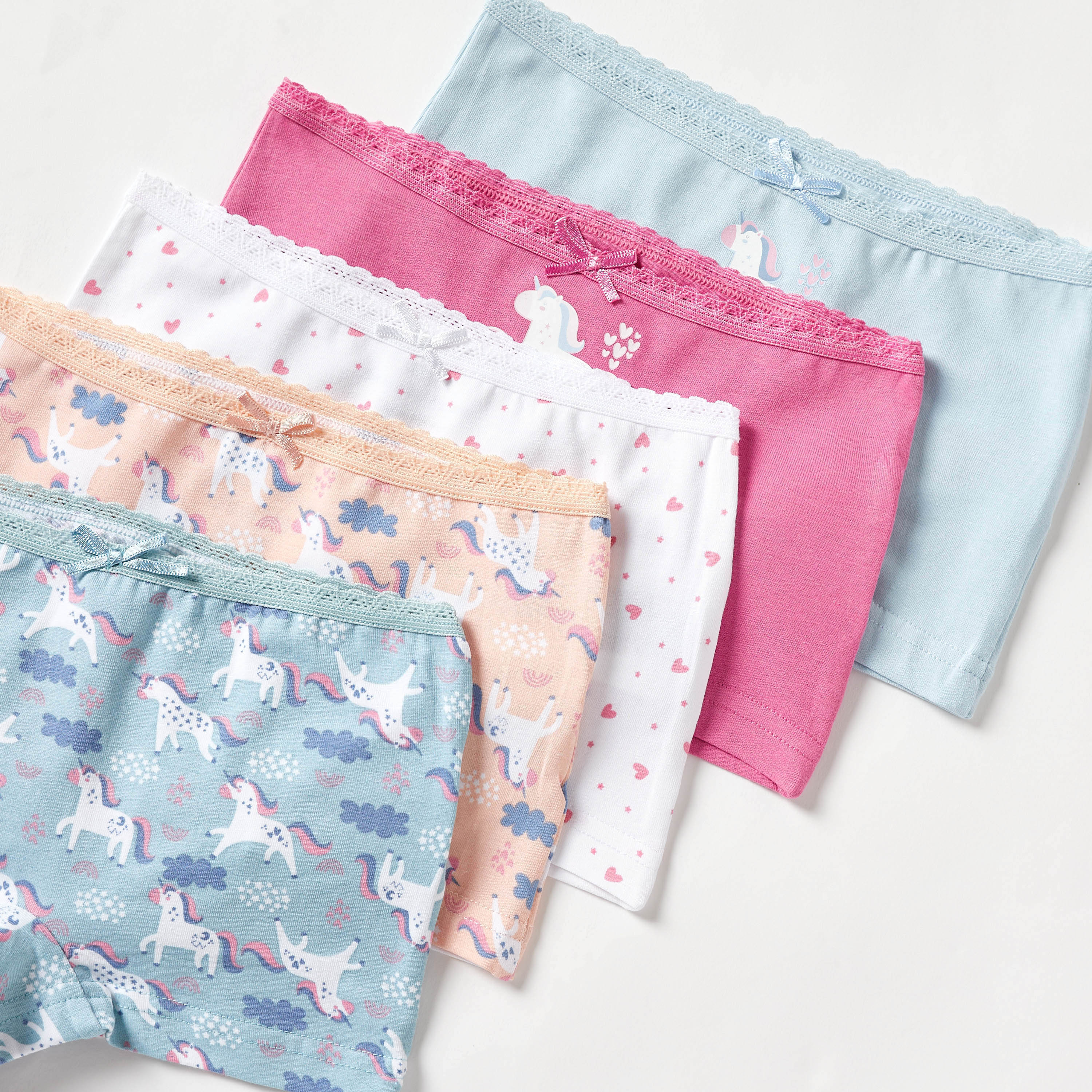 سراويل داخلية بوكسر بطبعات مع فيونكة من جونيورز - طقم 5 قطع-girls-clothing-multipacks-image-4