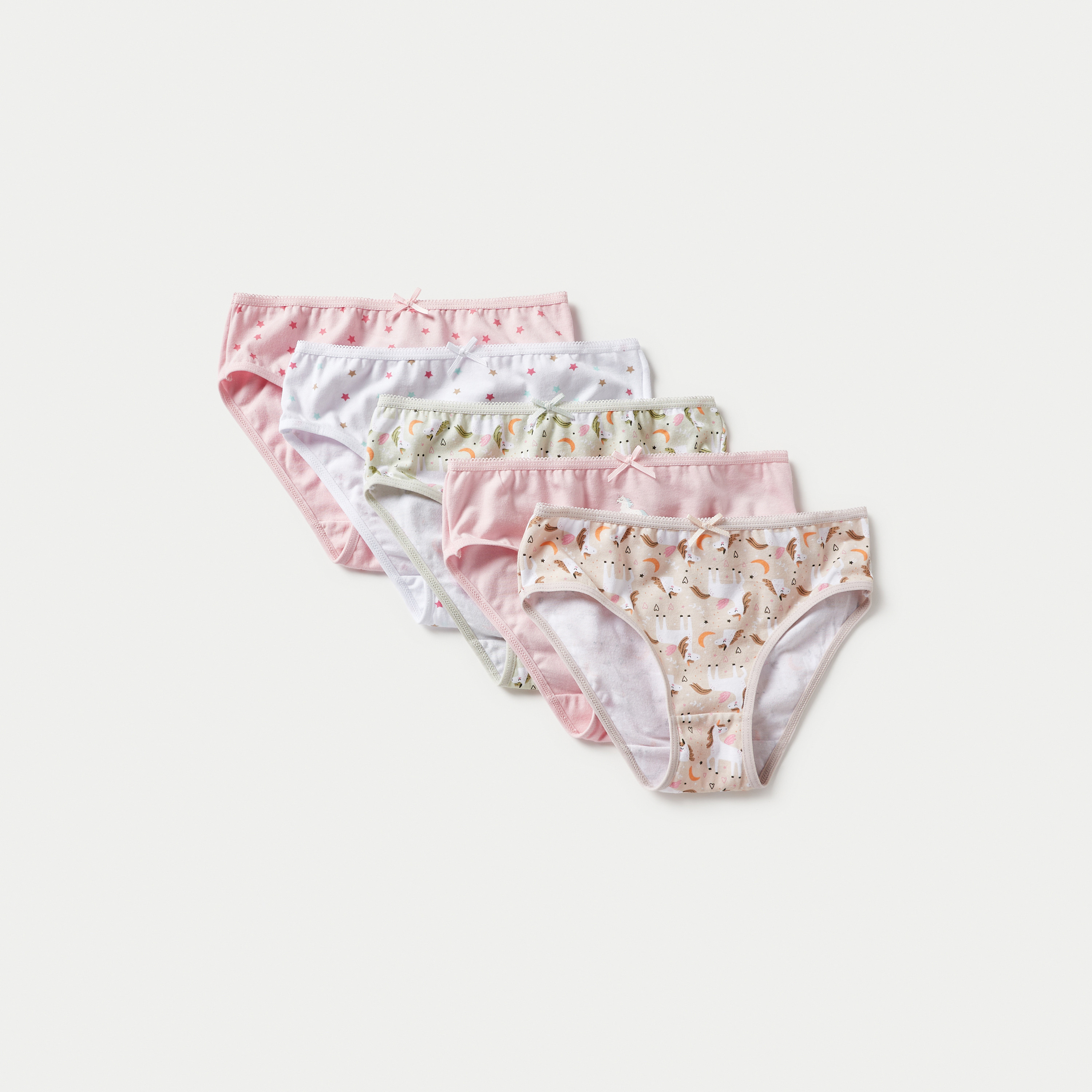 سراويل داخلية بفيونكة وطبعات من جونيورز - طقم من 5 قطع-girls-clothing-multipacks-image-1