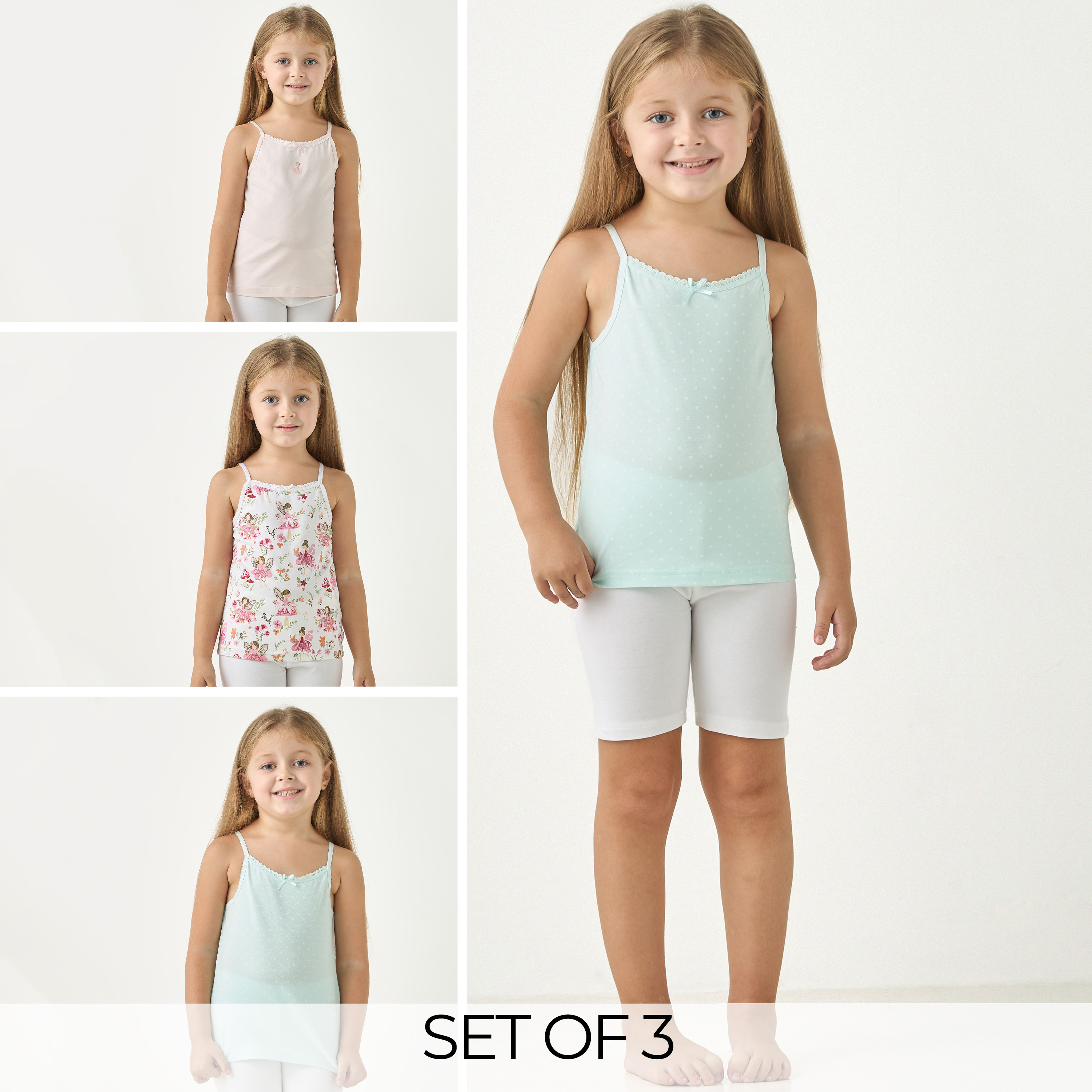 بلوزة كامي بطبعات وتفاصيل دانتيل من جونيورز - طقم من 3 قطع-girls-clothing-innerwear-vests-image-1