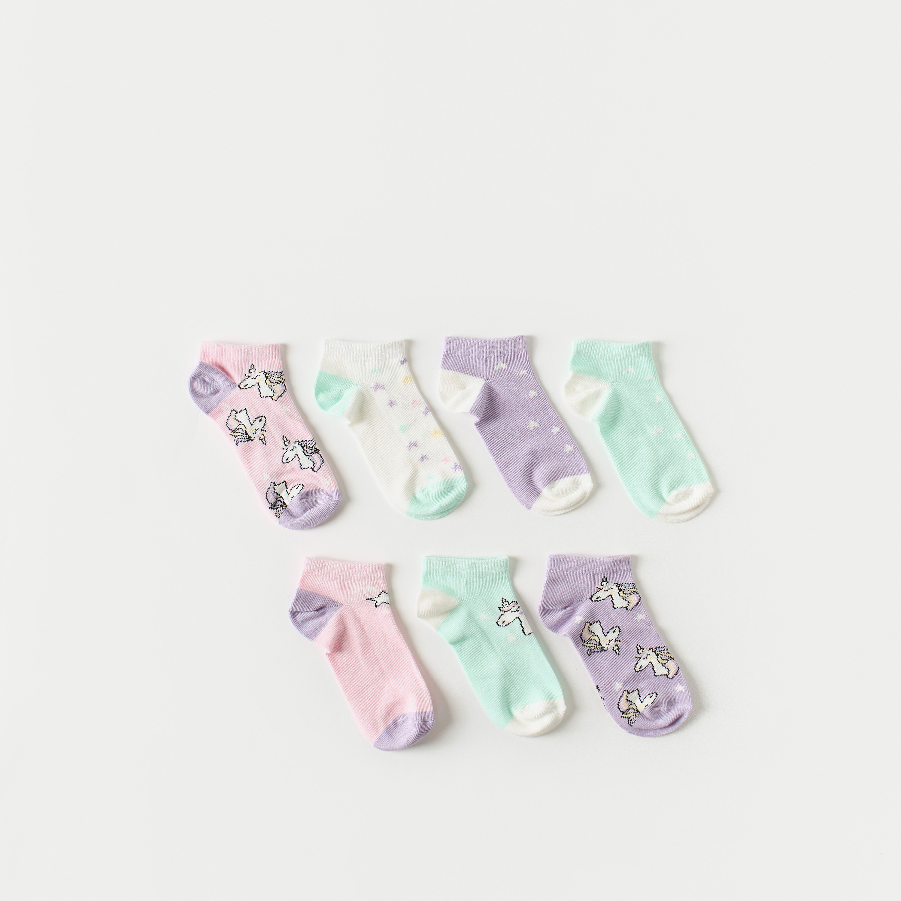 Juniors Printed Ankle Length Socks - Set of 7-baby-girls-accessories-socks-image-1