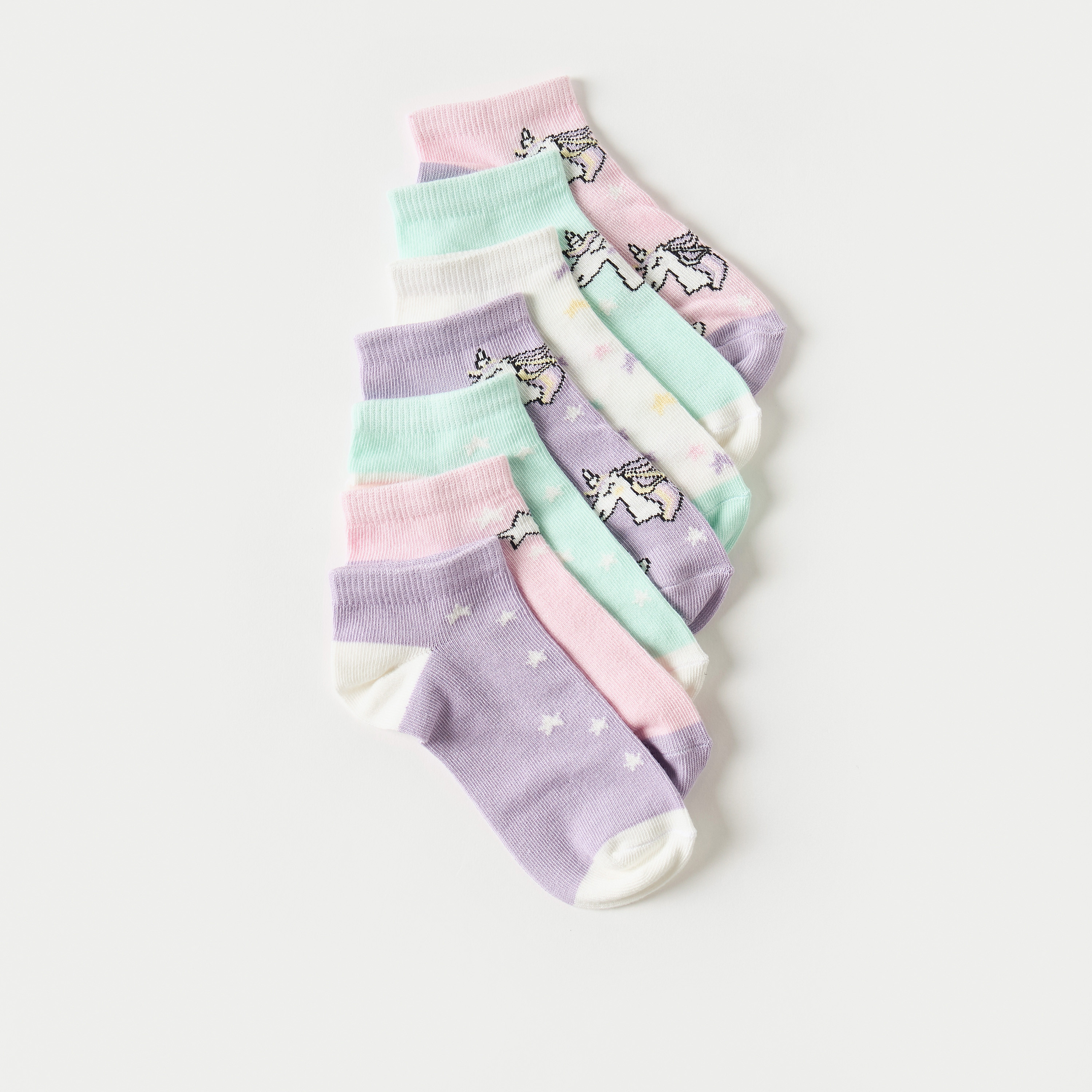 Juniors Printed Ankle Length Socks - Set of 7-baby-girls-accessories-socks-image-2
