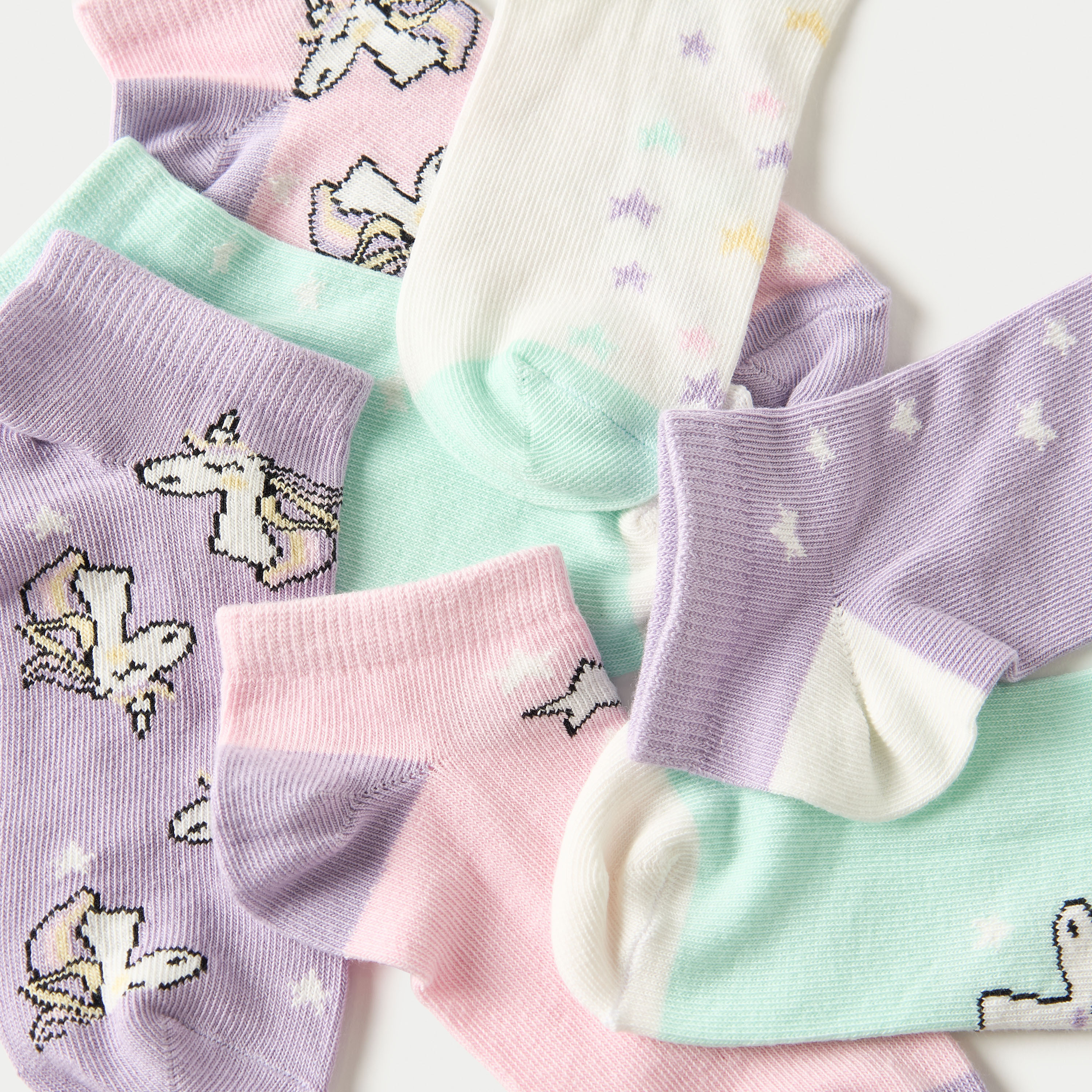 Juniors Printed Ankle Length Socks - Set of 7-baby-girls-accessories-socks-image-4