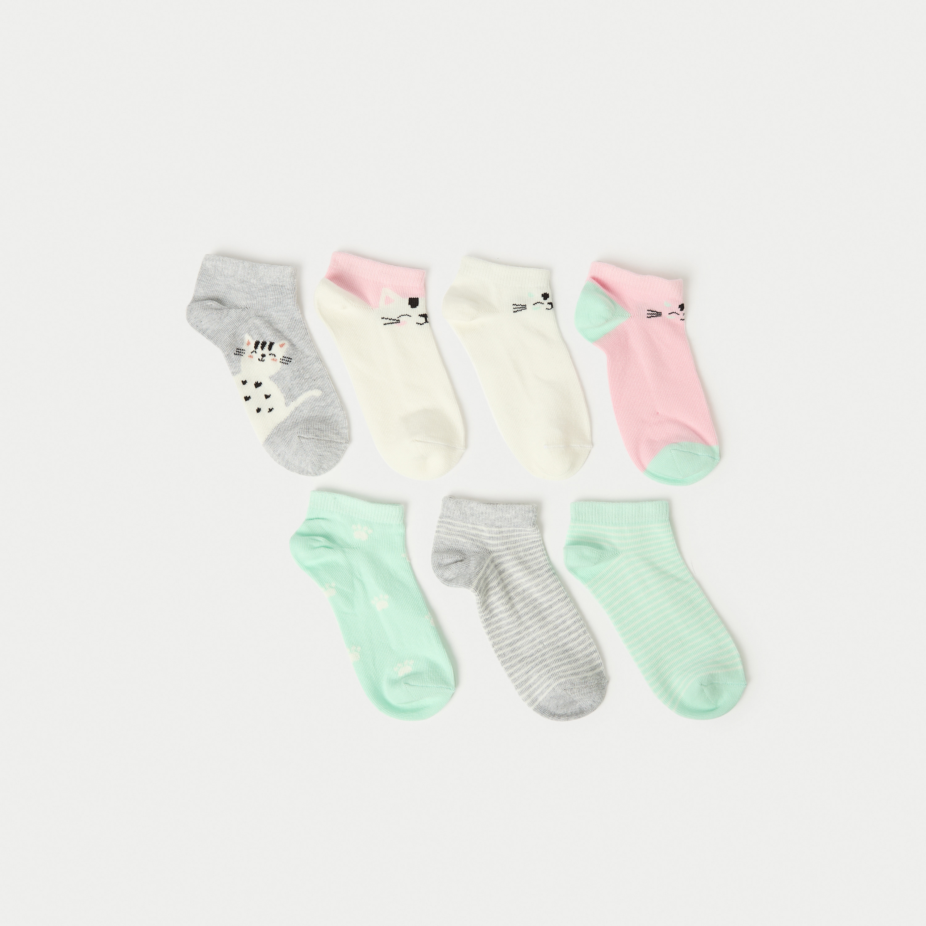 Juniors Assorted Ankle Length Socks - Set of 7-girls-accessories-socks-image-1