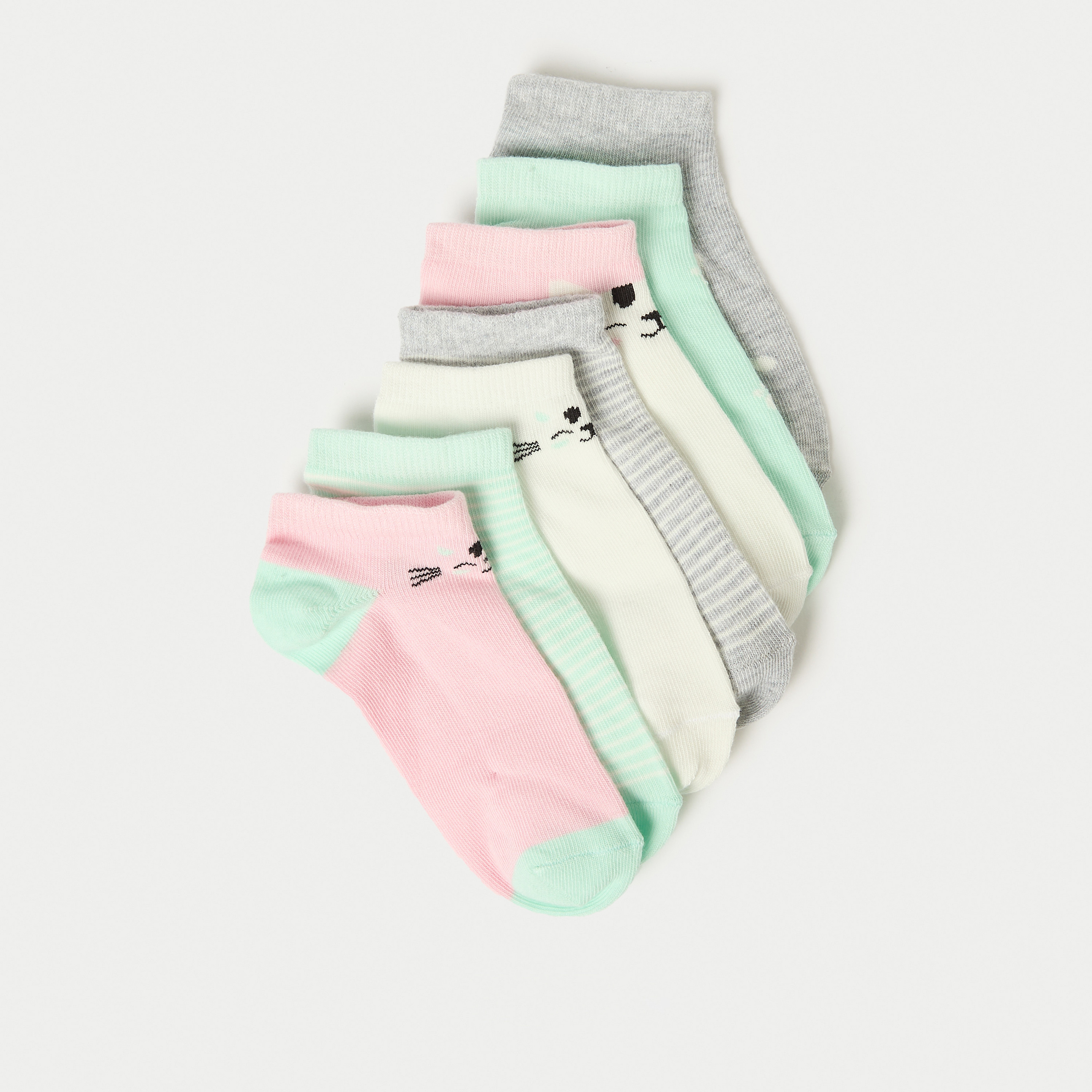 Juniors Assorted Ankle Length Socks - Set of 7-girls-accessories-socks-image-2