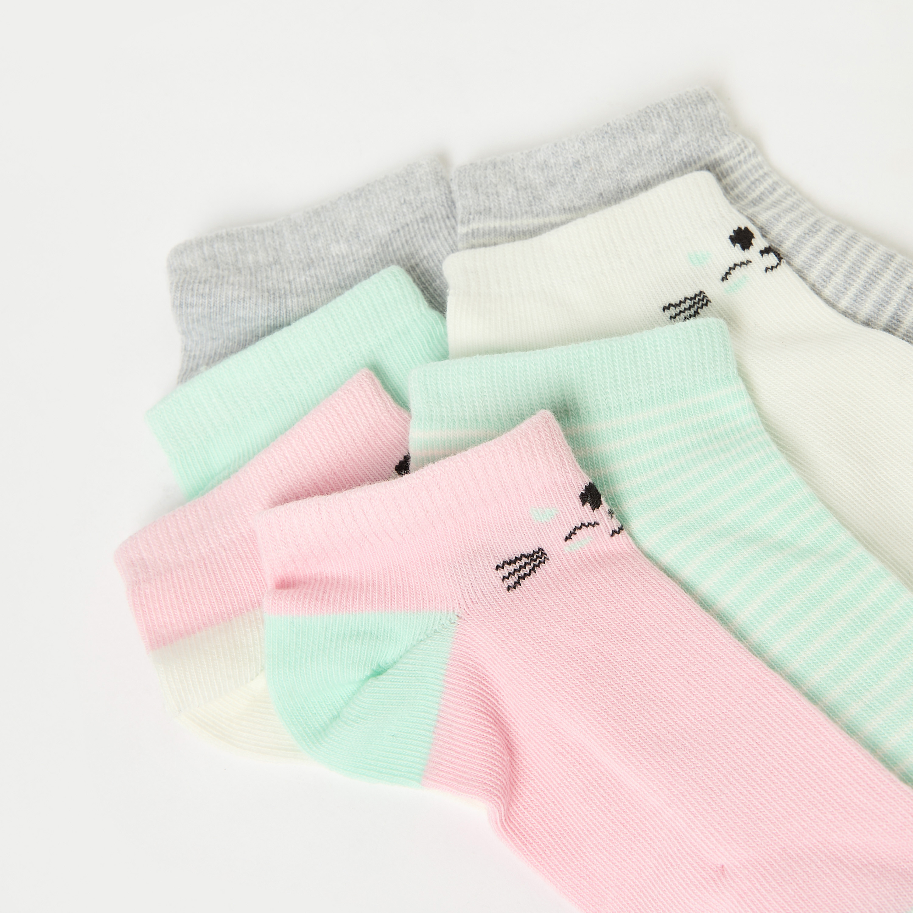 Juniors Assorted Ankle Length Socks - Set of 7-girls-accessories-socks-image-3
