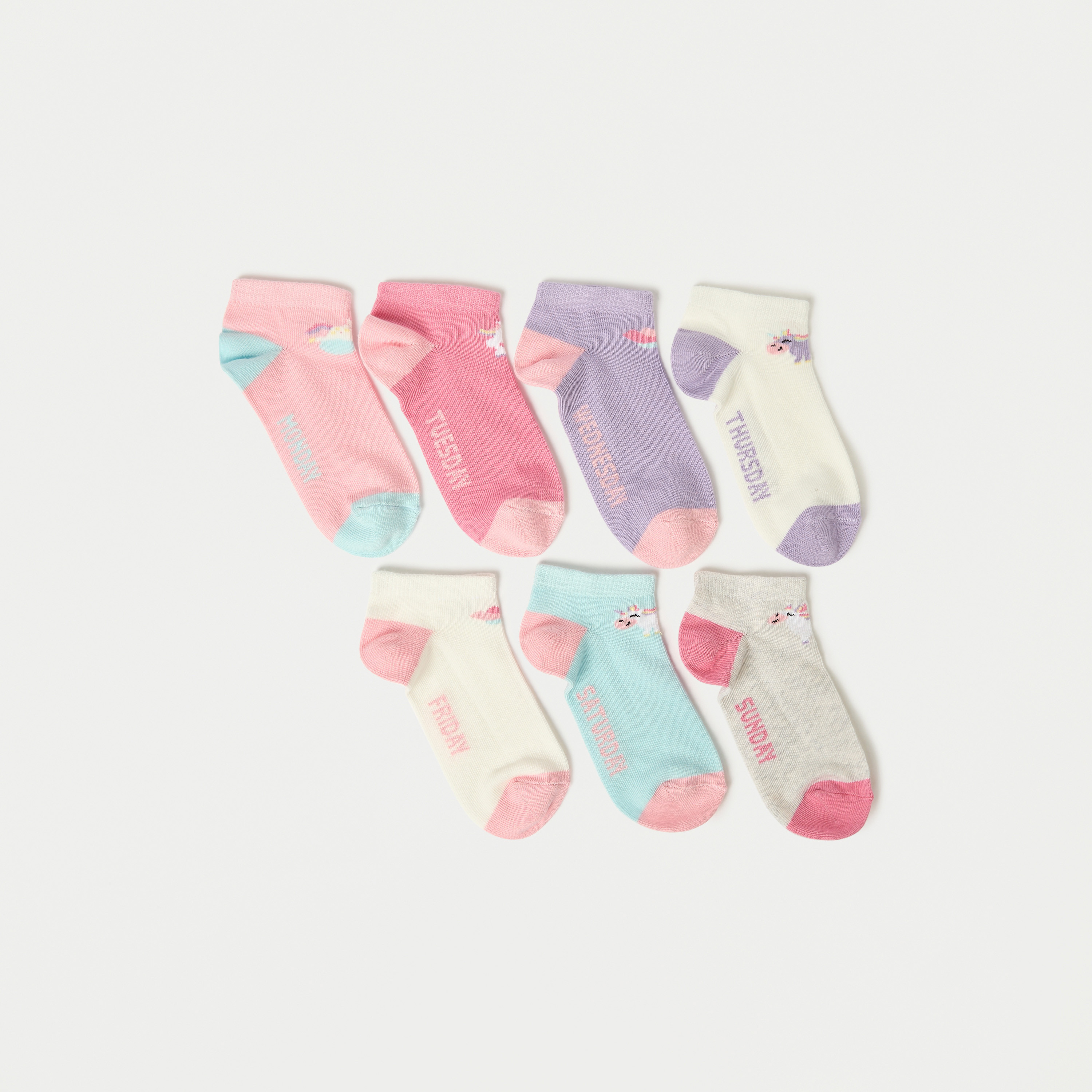 Juniors Days of the Week Print Ankle Length Socks - Set of 7-girls-accessories-socks-image-1