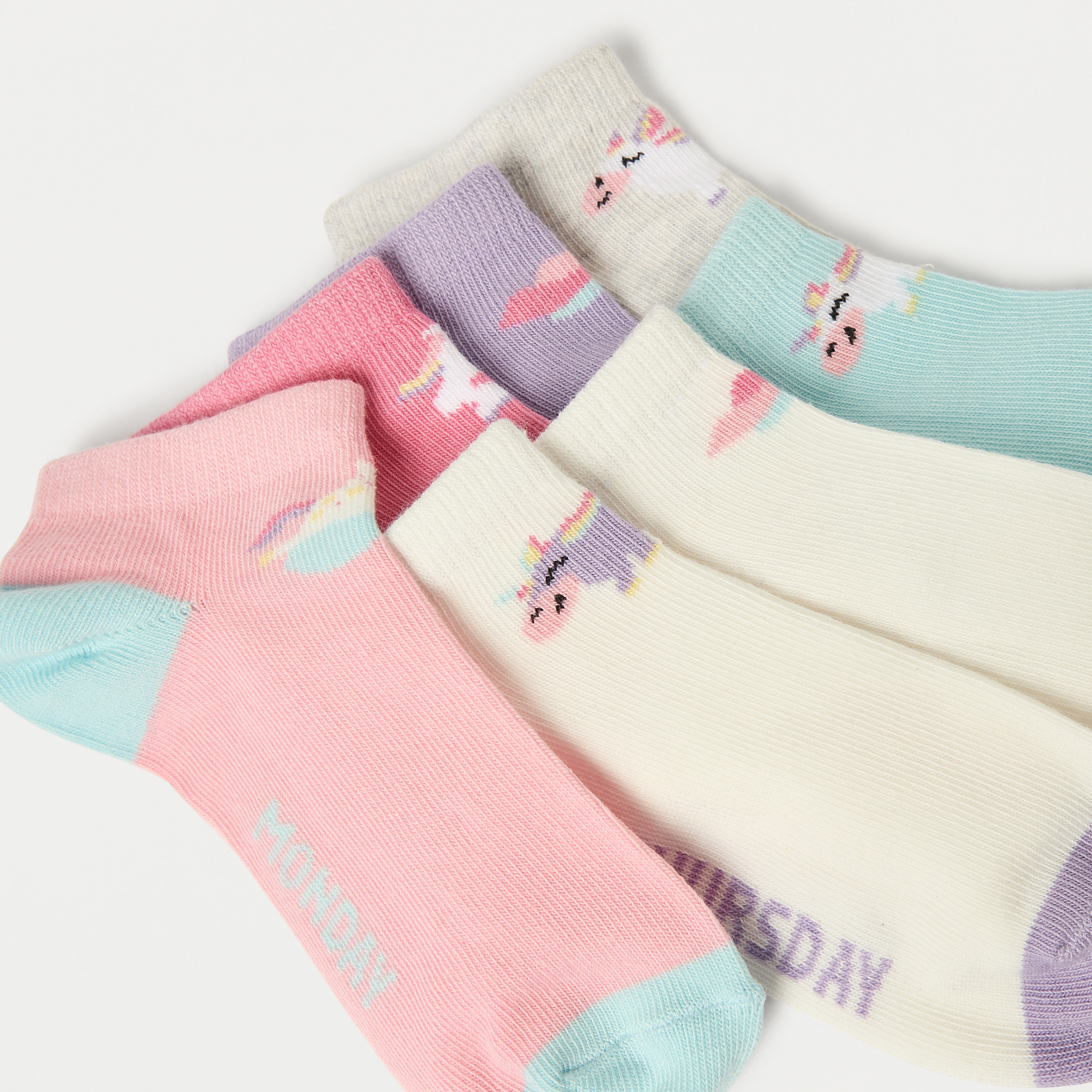 Juniors Days of the Week Print Ankle Length Socks - Set of 7-girls-accessories-socks-image-3