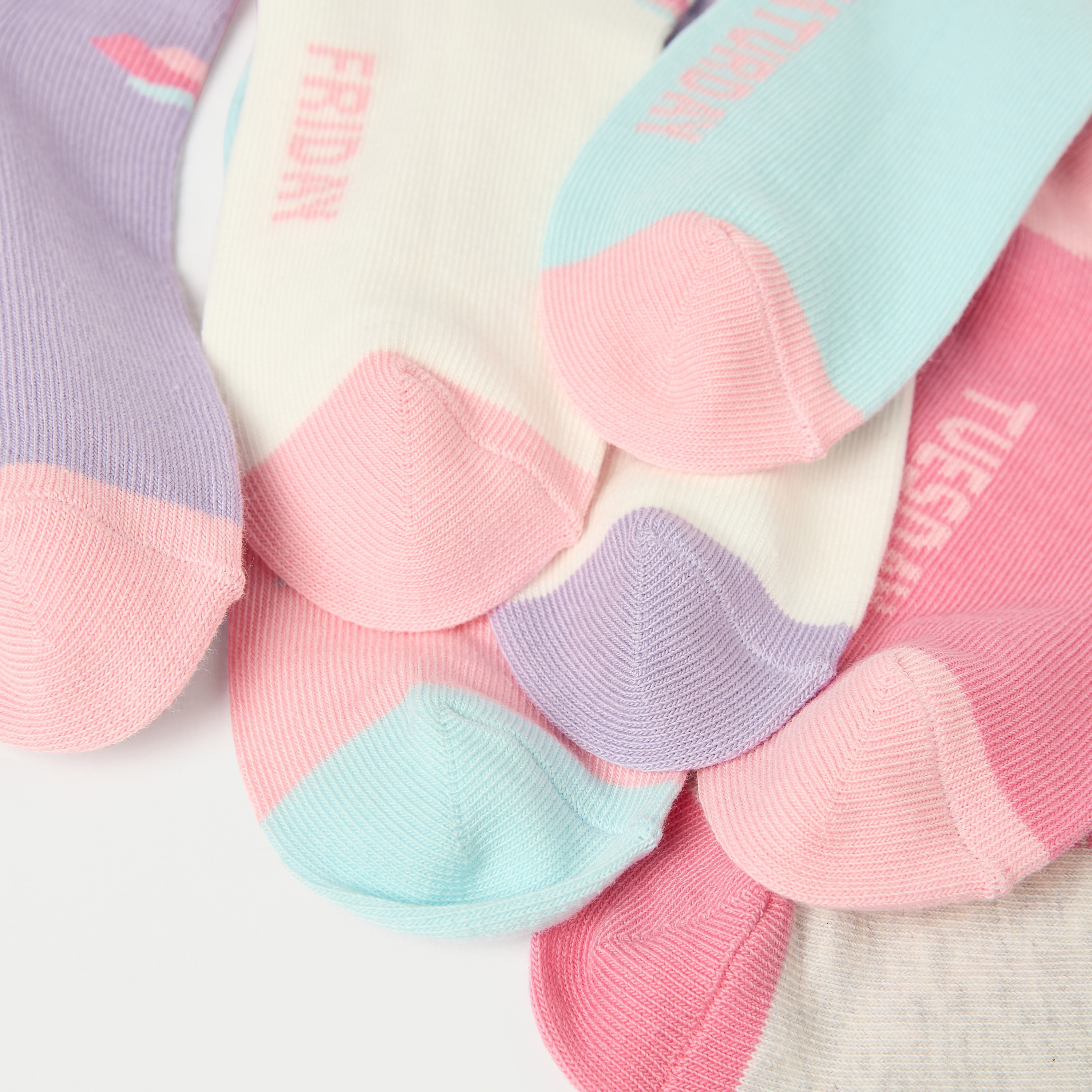 Juniors Days of the Week Print Ankle Length Socks - Set of 7-girls-accessories-socks-image-4