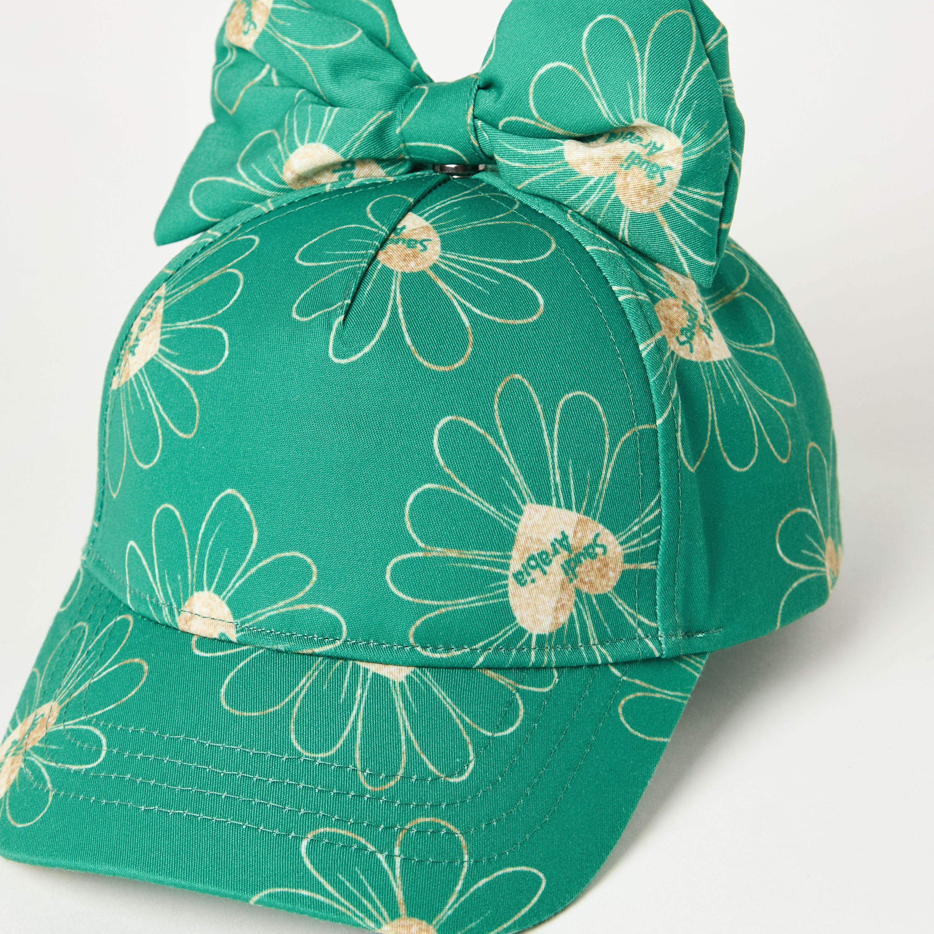 Juniors KSA National Day Print Cap with Bow and Velcro Strap Closure-baby-girls-accessories-caps-image-4