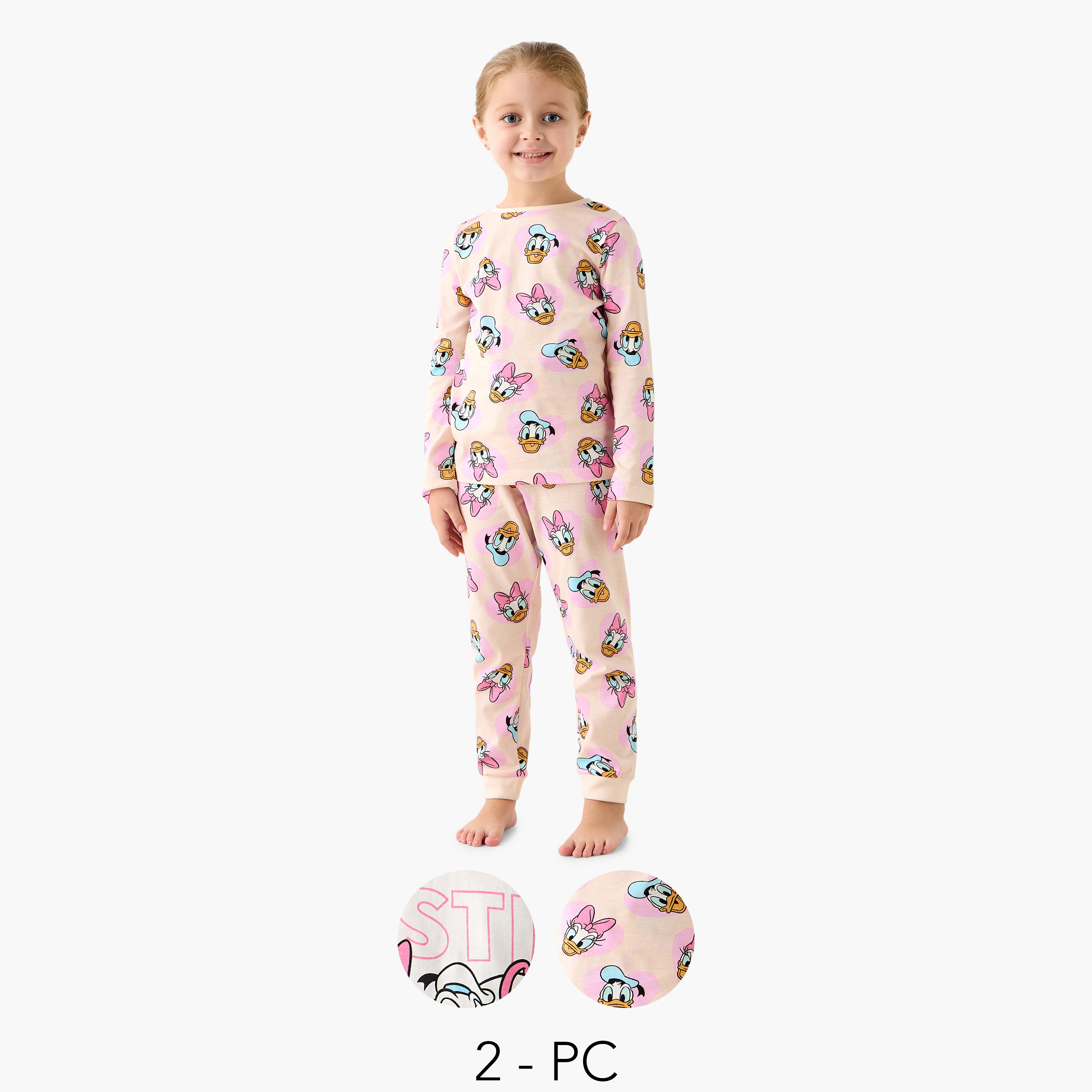 Disney Daisy and Donald Duck Print T-shirts and Pyjamas - Set of 2-girls-clothing-nightwear-image-1