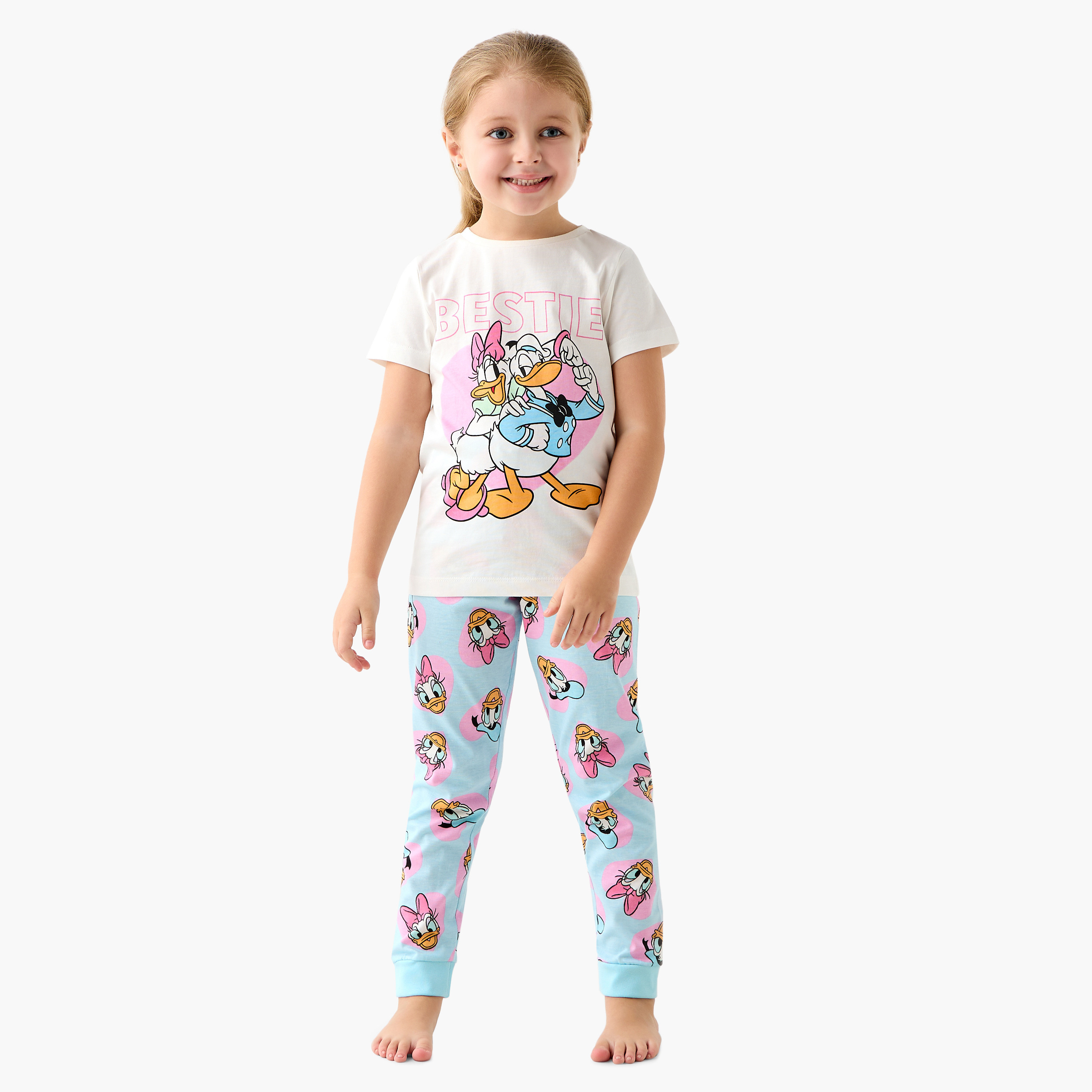 Disney Daisy and Donald Duck Print T-shirts and Pyjamas - Set of 2-girls-clothing-nightwear-image-2