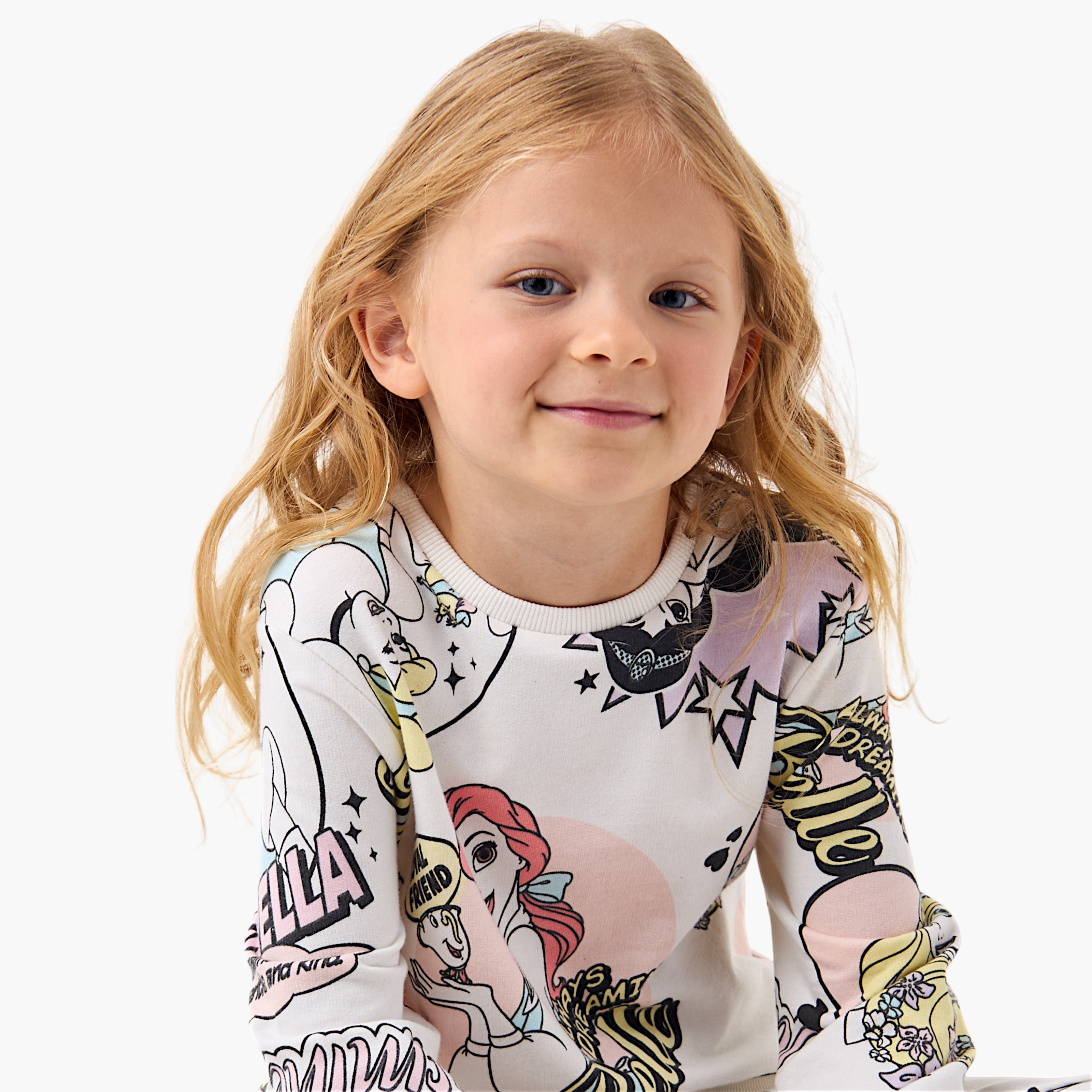 Disney Princess Print Long Sleeves Sweatshirt and Pyjama Set-girls-clothing-nightwear-image-4