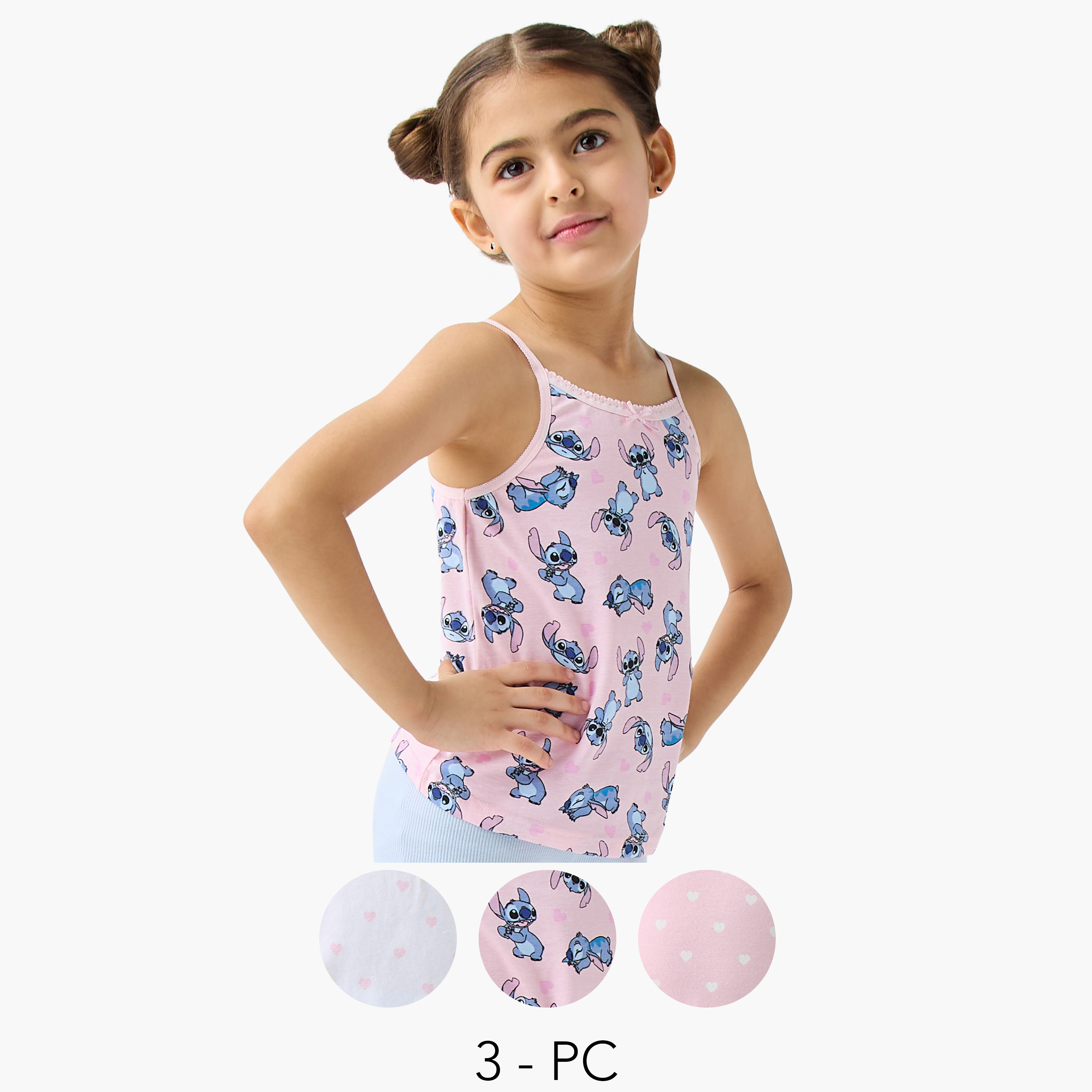 قمصان داخلية بطبعات ستيتش من ديزني - طقم 3 قطع-girls-clothing-innerwear-vests-image-1