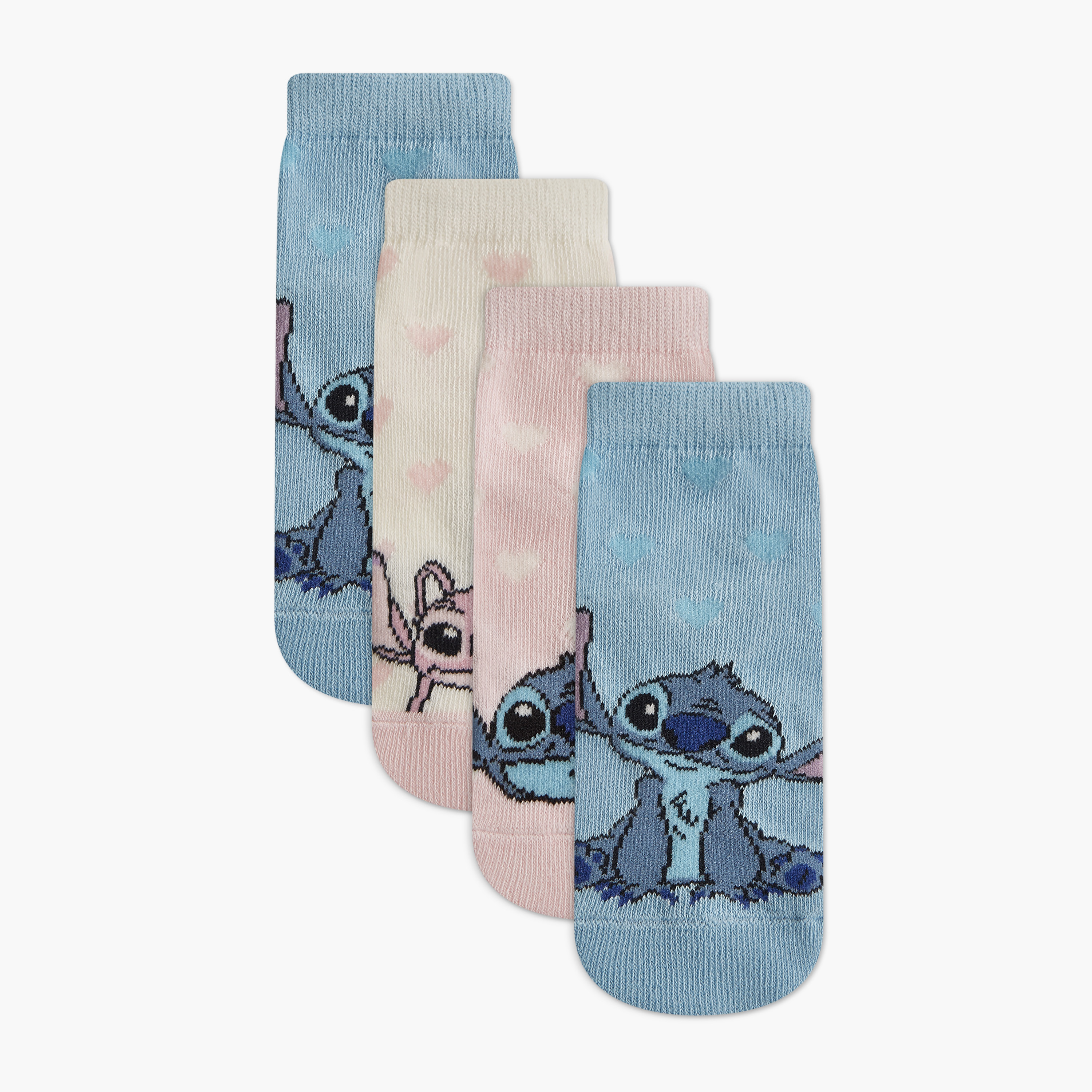 طقم جوارب بطول الكاحل 4 قطع بطبعات ليلو آند ستيتش من ديزني-girls-accessories-socks-image-1