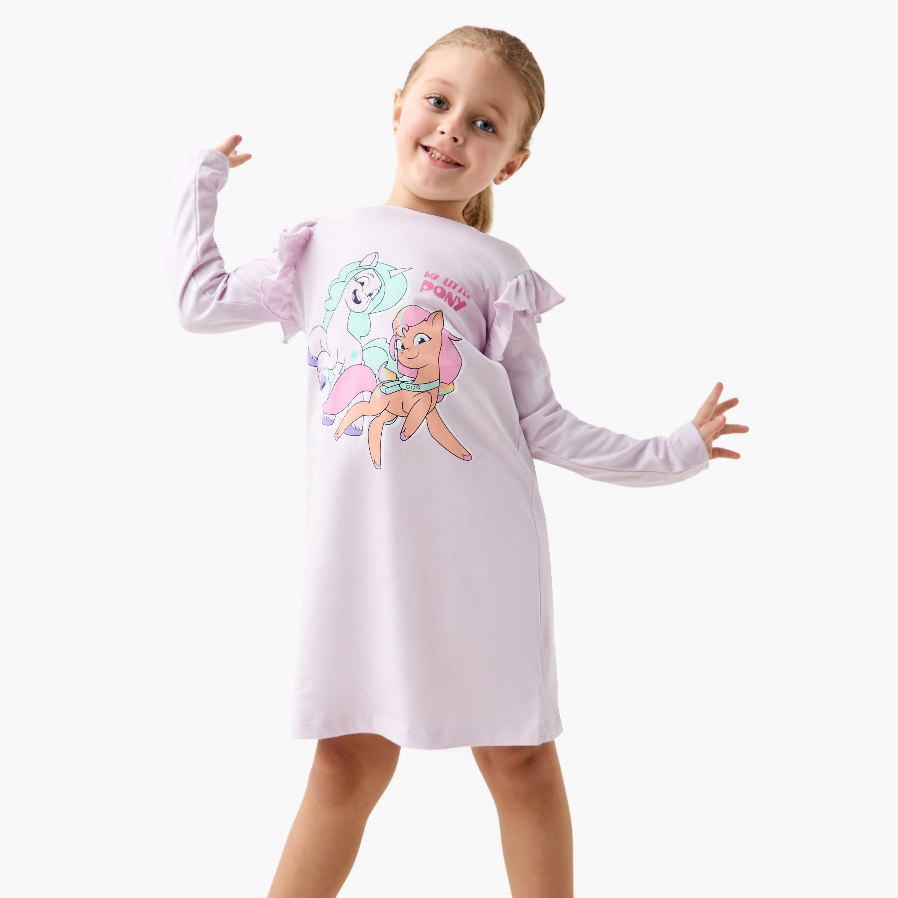 فستان نوم بأكمام طويلة وطبعات من هاسبرو - طقم من قطعتين-girls-clothing-nightwear-image-3