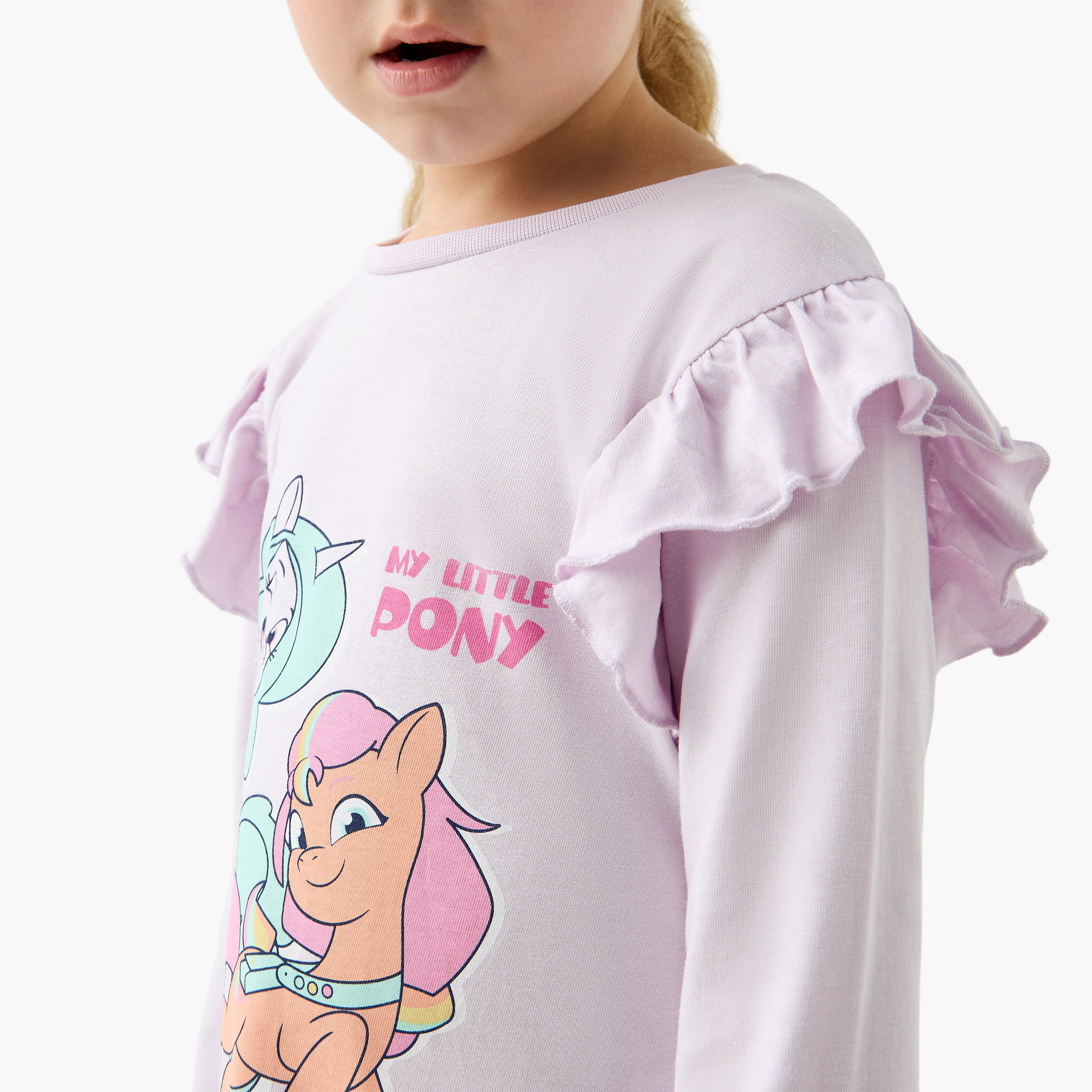 Buy Hasbro My Little Pony Print Night Dress with Ruffle Detail Long Sleeves Set of 2 Online Babyshop UAE