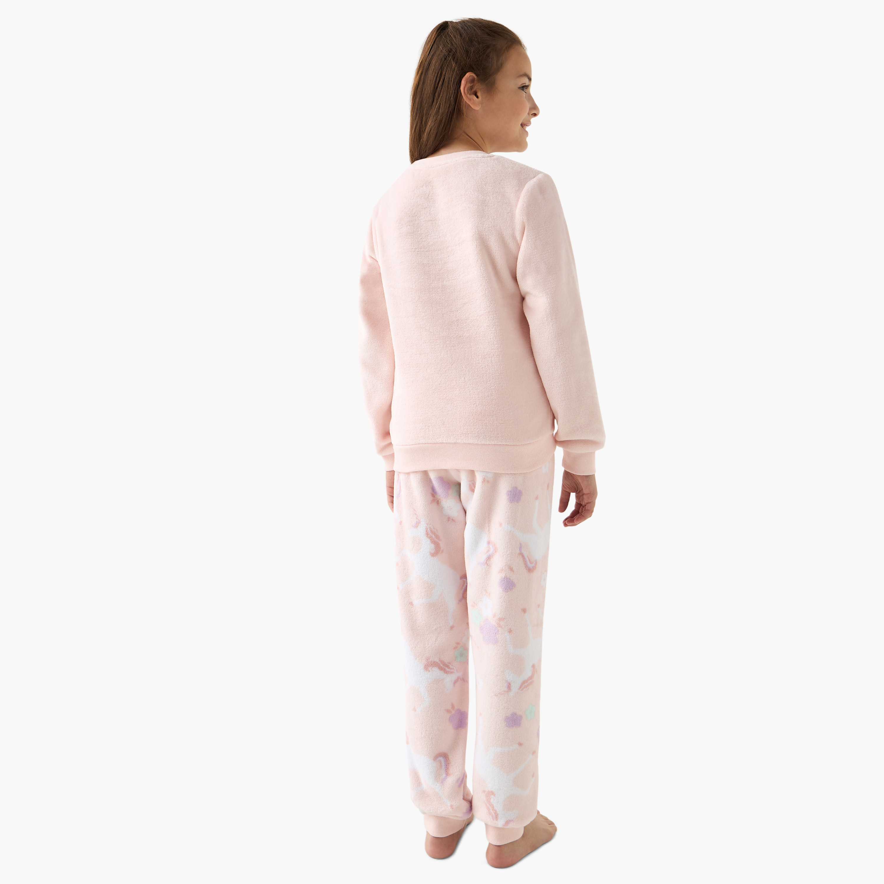 Juniors Unicorn Print Sweatshirt and Pyjama Set-girls-clothing-nightwear-image-4
