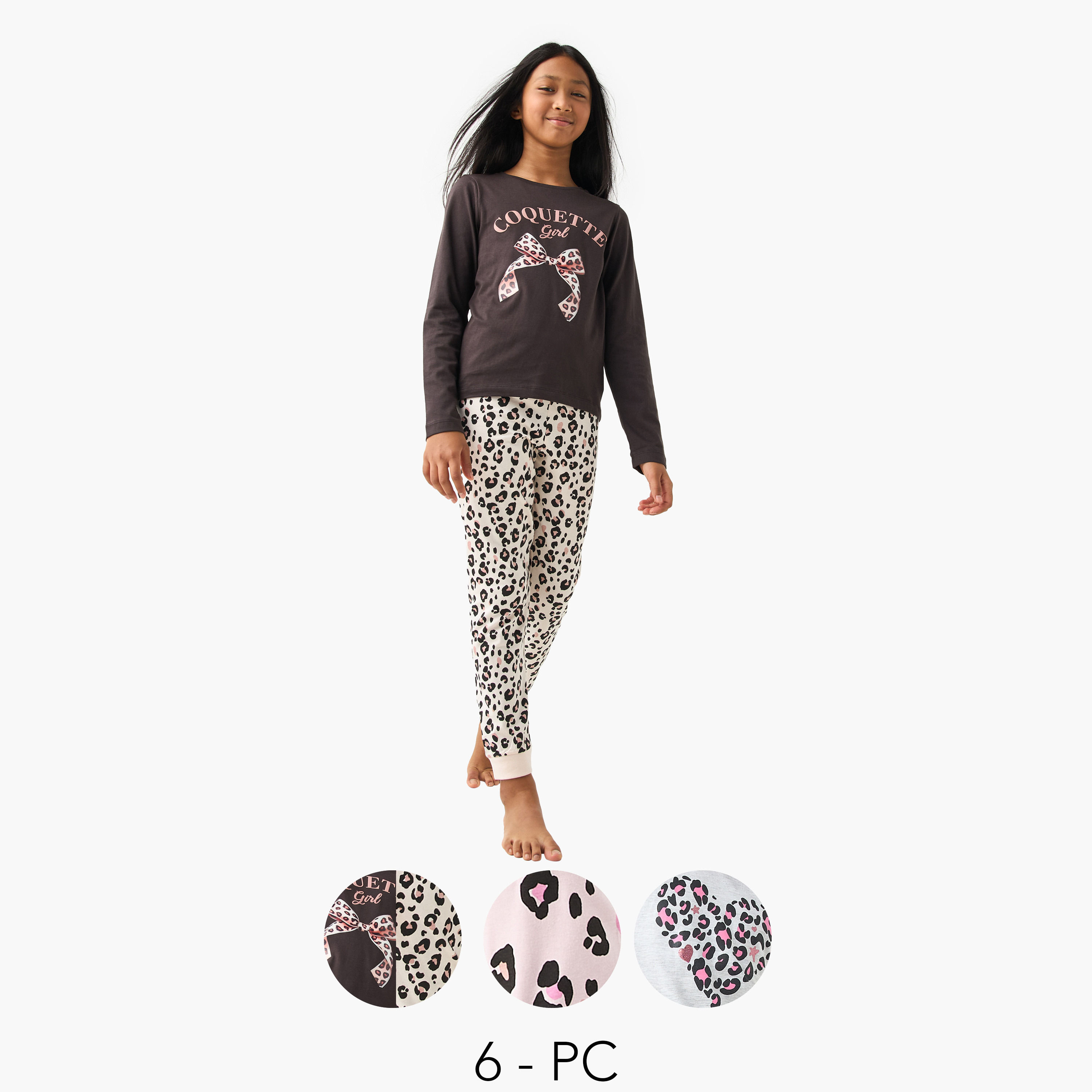 بنطلون بيجاما وتيشيرت بأكمام طويلة وطبعات من جونيورز - مجموعة من 3 أطقم-girls-clothing-multipacks-image-1