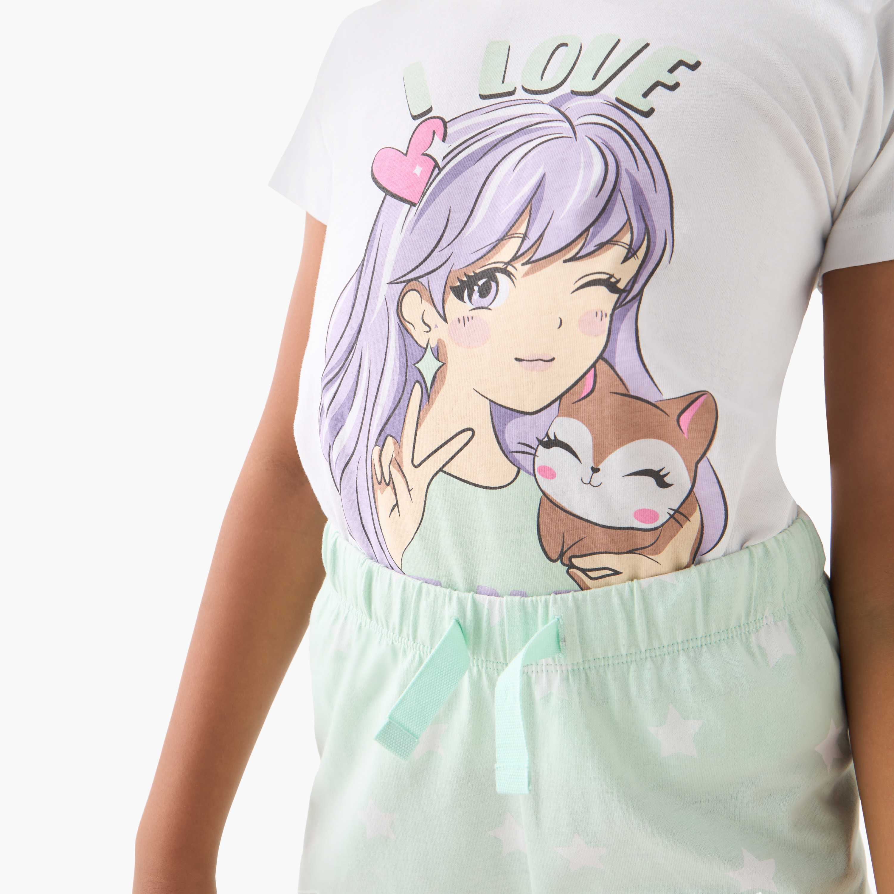 طقم بنطلون بيجاما وتيشيرت بأكمام قصيرة وطبعات من جونيورز-girls-clothing-nightwear-image-5