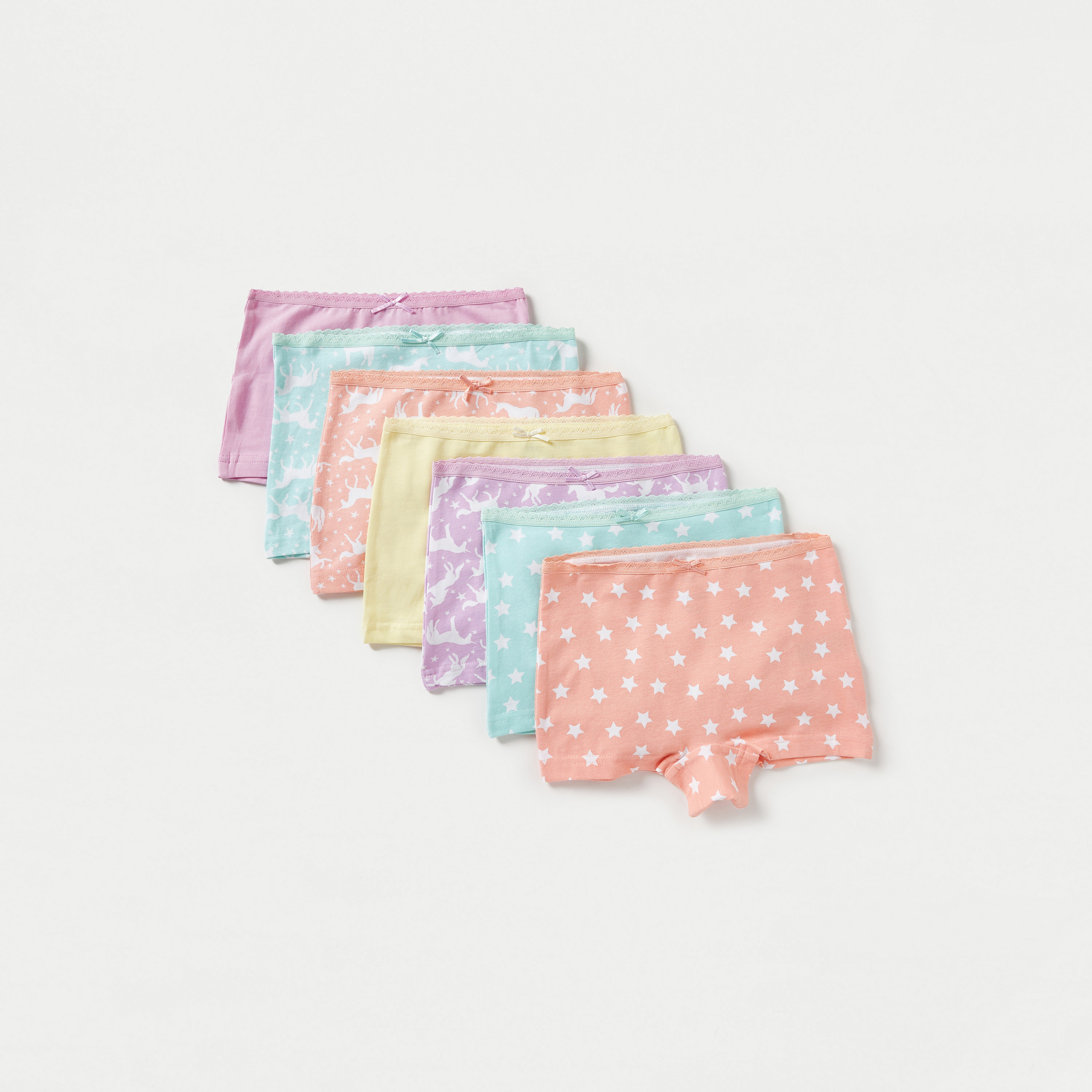 سراويل داخلية بفيونكة وطبعات من جونيورز - طقم من 7 قطع-girls-clothing-multipacks-image-1