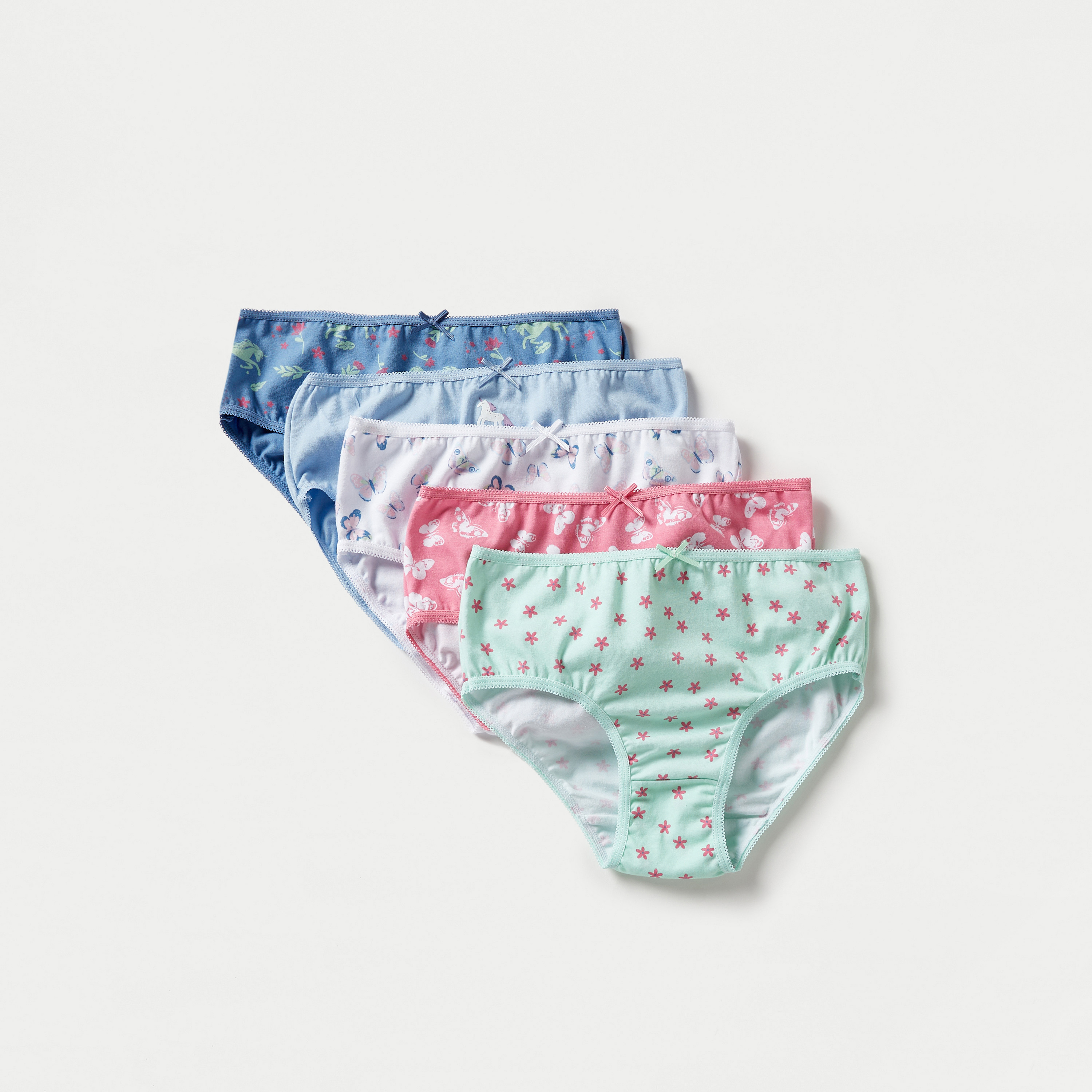 سراويل داخلية بطبعات وفيونكة من جونيورز - طقم من 5 قطع-girls-clothing-multipacks-image-1