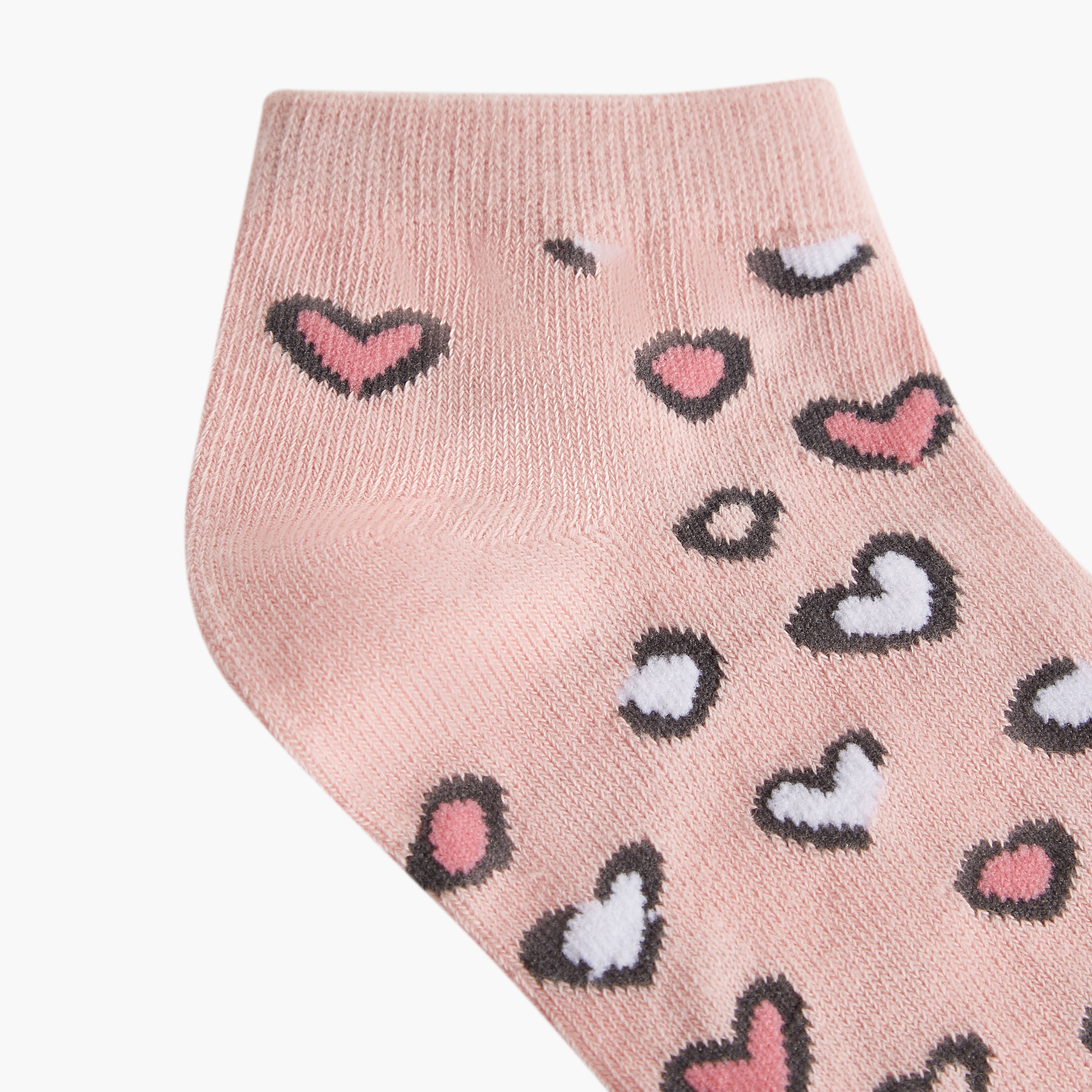 Juniors Heart Print Socks - Set of 3-girls-accessories-socks-image-2