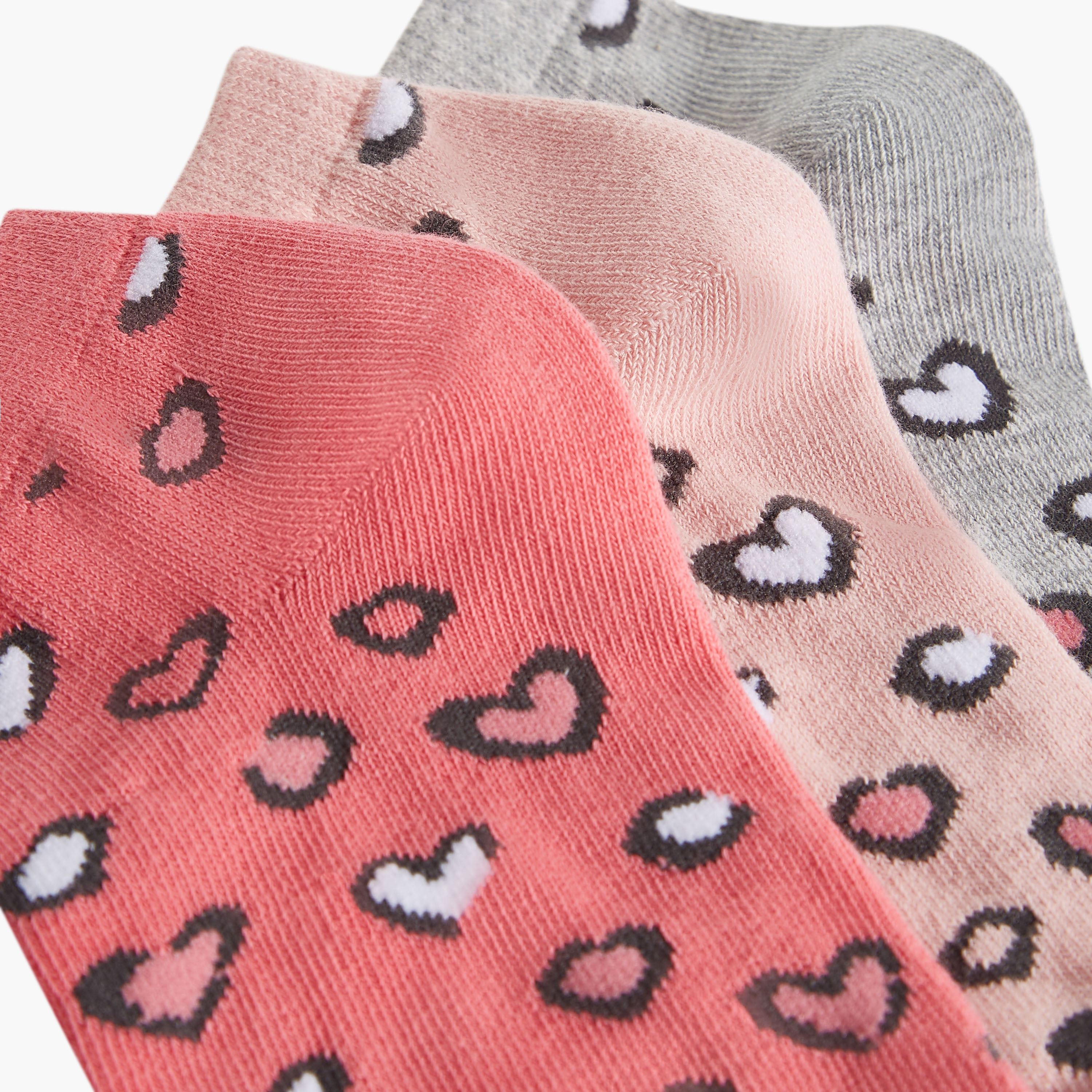 Juniors Heart Print Socks - Set of 3-girls-accessories-socks-image-3