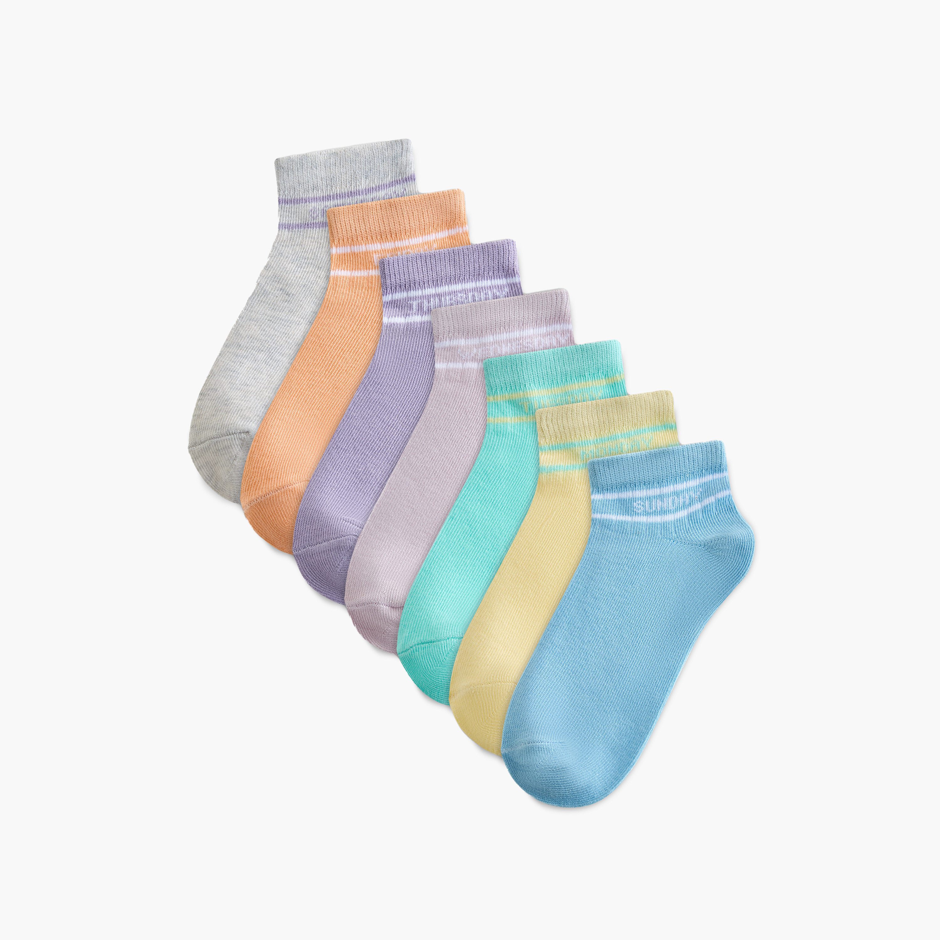 Juniors Textured Ankle Length Socks - Set of 7-girls-accessories-socks-image-1