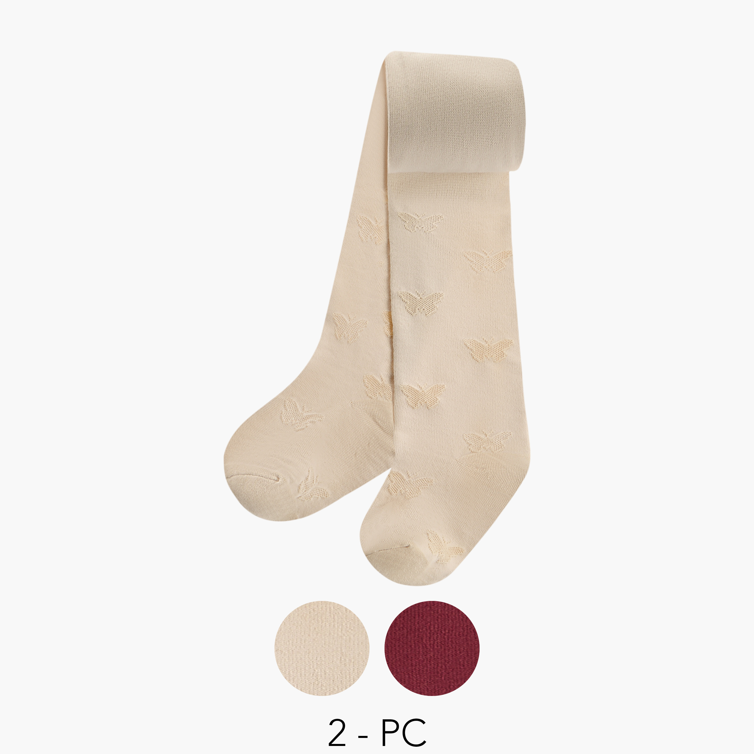 سراويل تحتانية بارزة الملمس بخصر مطاطي 2 قطعة من جونيورز-girls-accessories-socks-image-1