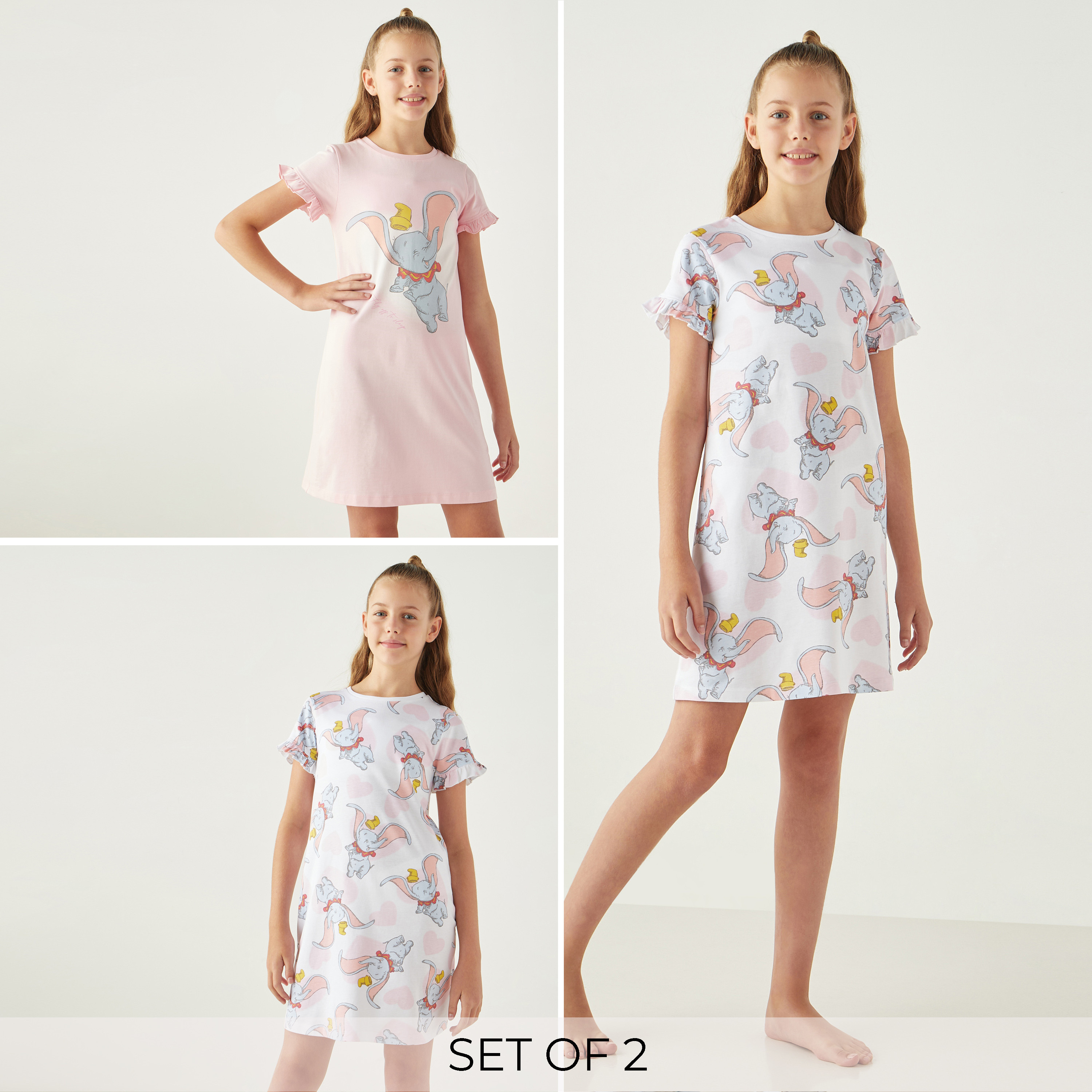 Buy Disney Dumbo Print Night Dress with Round Neck Online Babyshop UAE