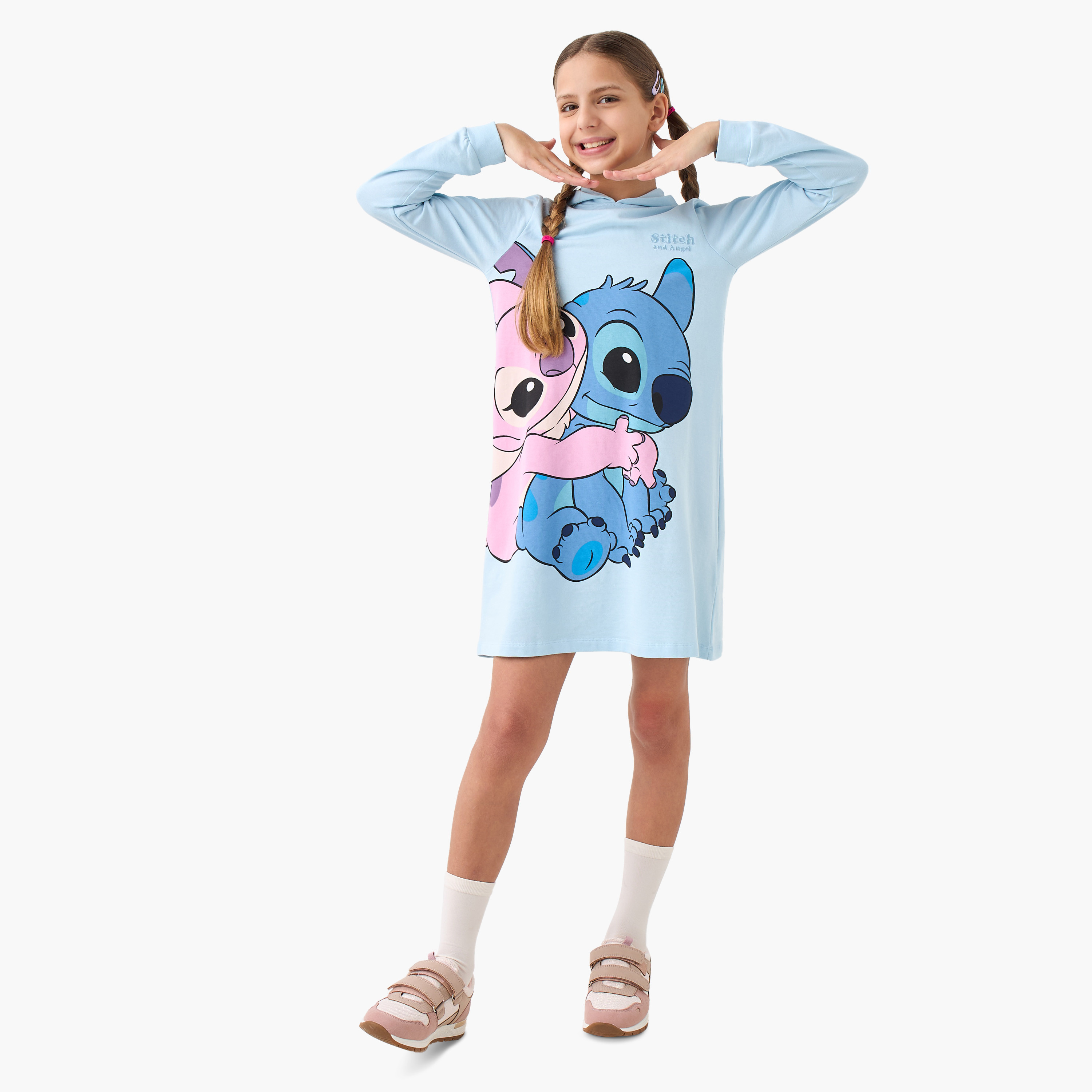 فستان نوم بقبعة وأكمام طويلة وطبعة شخصيتيّ ستيتش وأنجل من ديزني-girls-clothing-nightwear-image-2